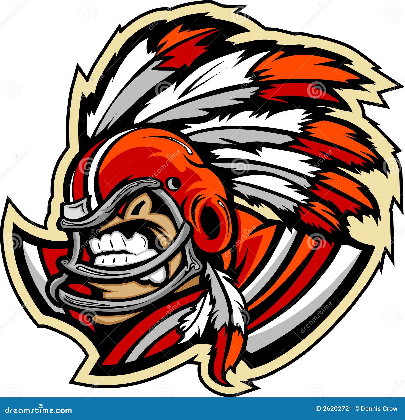 American Football Indian Chief Mascot with Helmet Stock Vector
