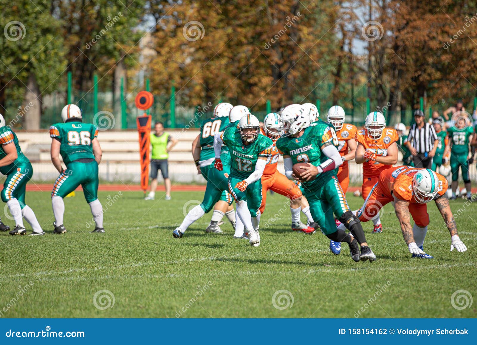 American Football Match in the Open Stadium Editorial Photography