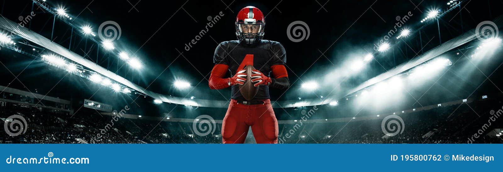 American Football Player, Athlete Sportsman in Red Helmet on Stadium  Background. Sport and Motivation Wallpaper Stock Photo - Image of male,  helmet: 195800762