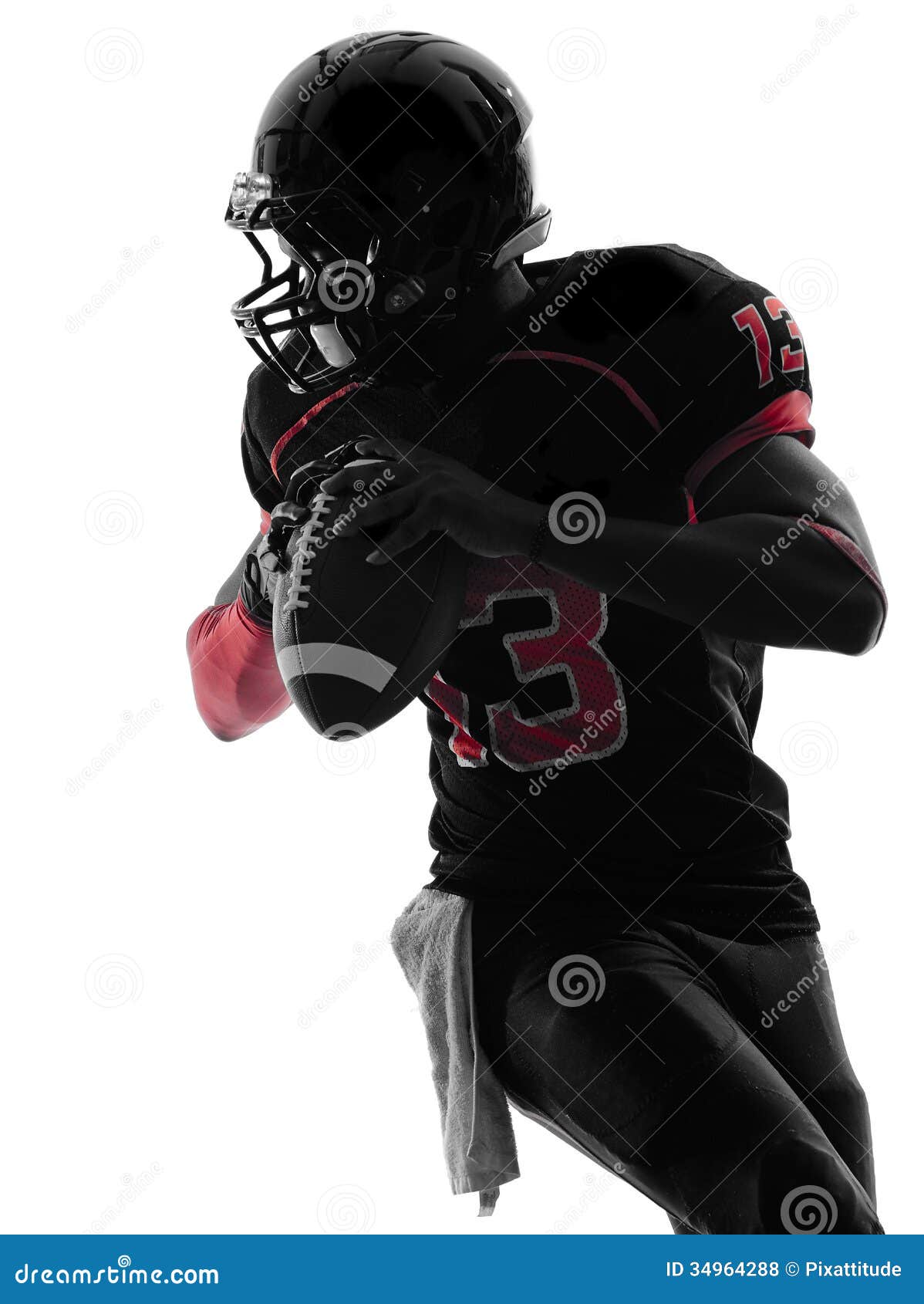 American Football Player Quarterback Portrait Silhouette Royalty Free ...