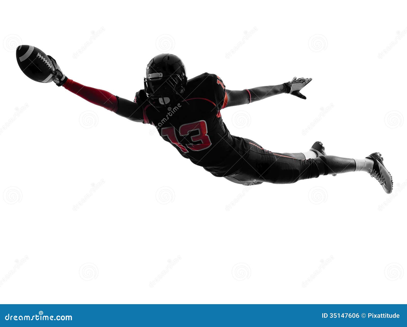 american football player scoring touchdown silhouette