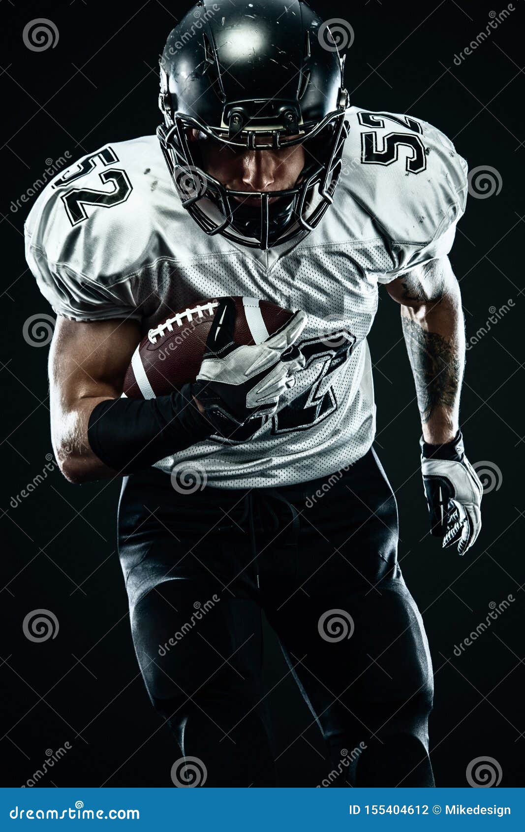 American Football Sportsman Player In Helmet Isolated Run In Action On Black Background Sport And Motivation Wallpaper Stock Photo Image Of Helmet Fitness