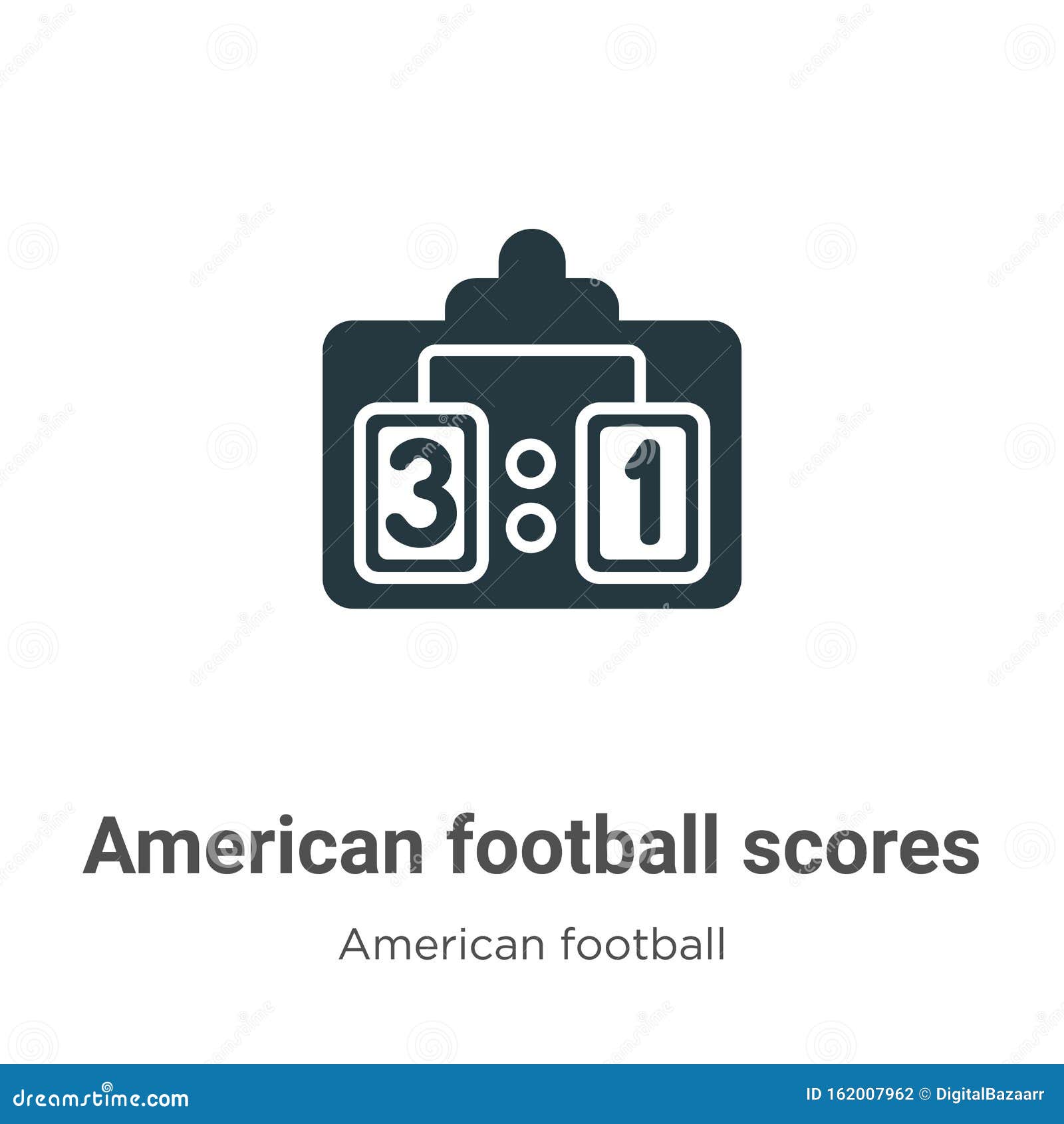 American Football Scores Vector Icon on White Background. Flat Vector