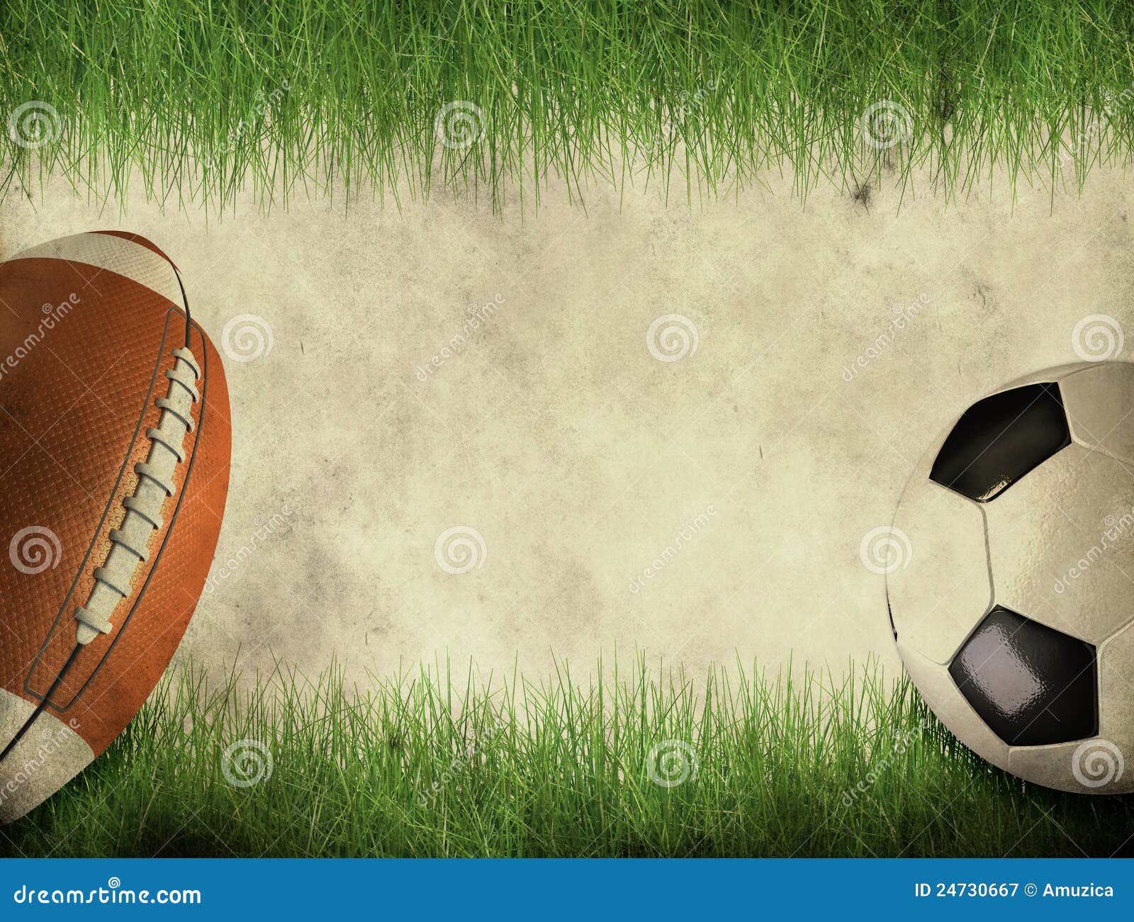 American Football And Soccer Ball Royalty Free Stock Photography