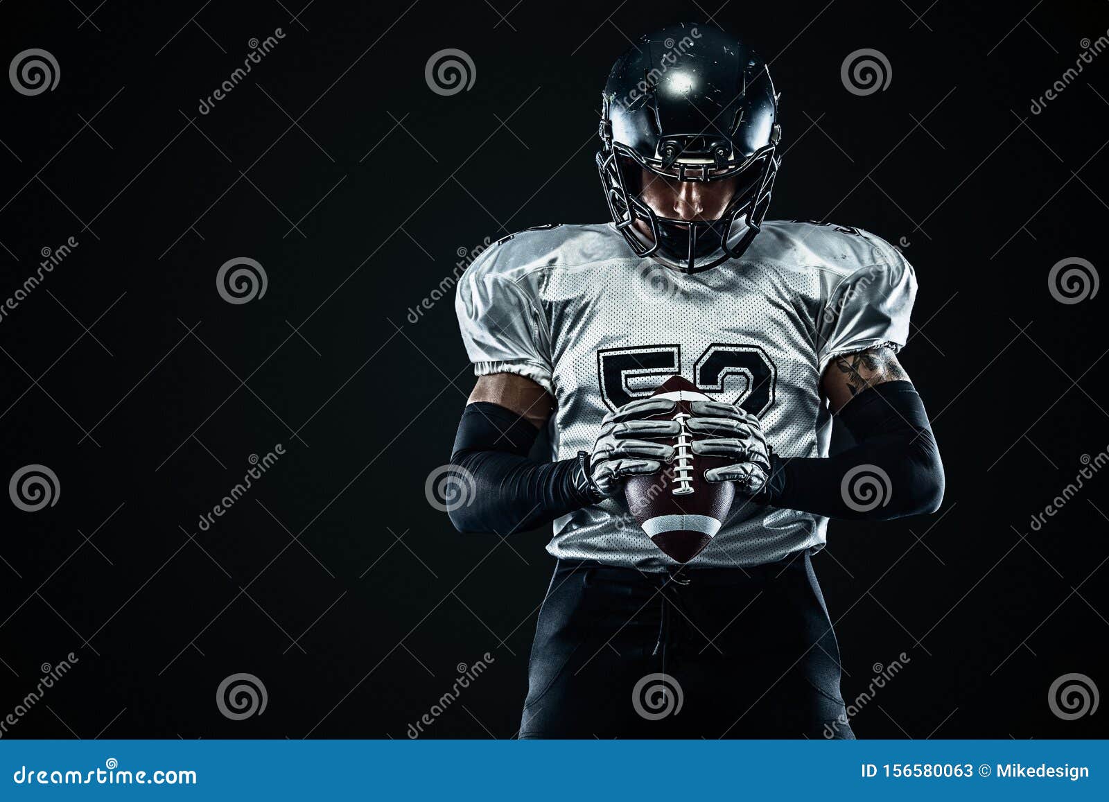 American Football Sportsman Player In Helmet On Black Background Sport And Motivation Team Sports Stock Image Image Of People Male