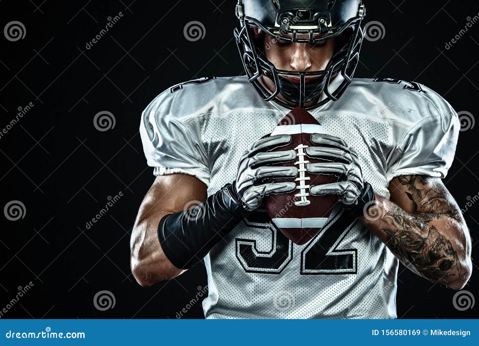 American Football Sportsman Player In Helmet On Black Background Sport And Motivation Team Sports Stock Image Image Of Playing Competition