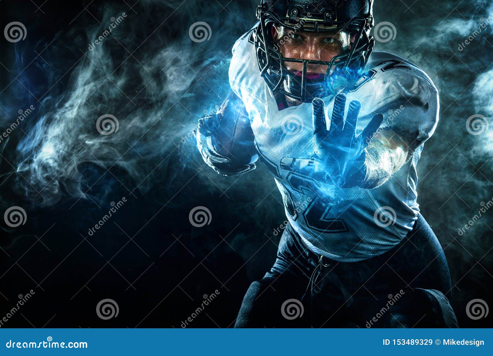American Football Sportsman Player in Helmet on Stadium. Sport Wallpaper.  Stock Image - Image of male, footbal: 153489329