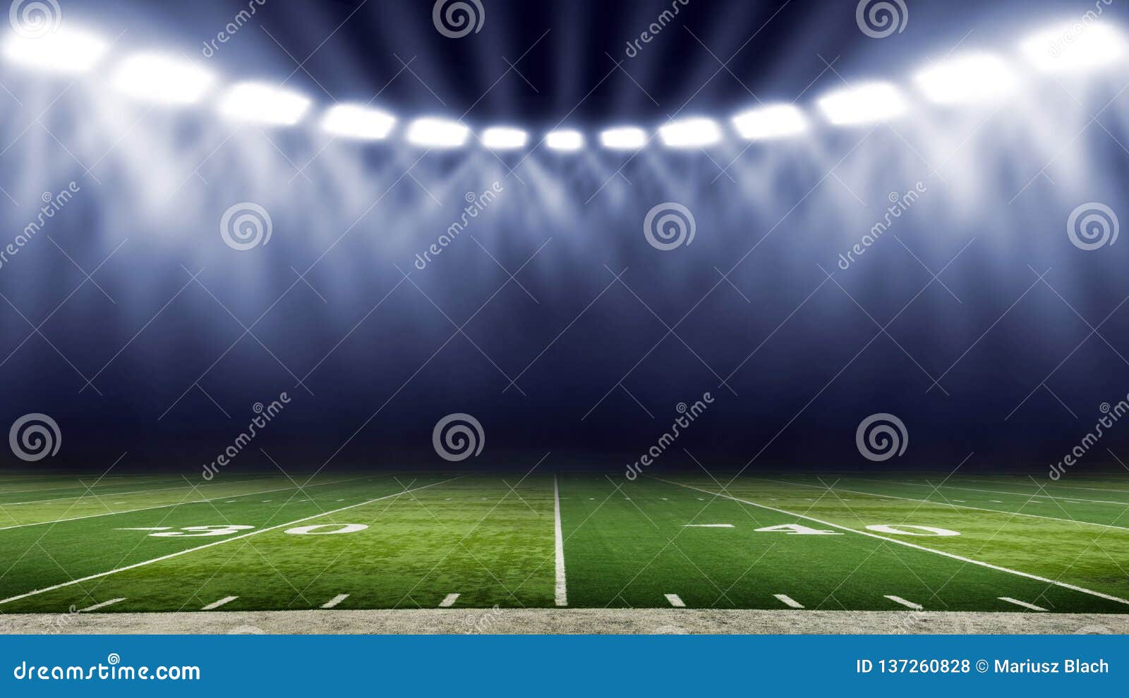 american football stadium low angle field view