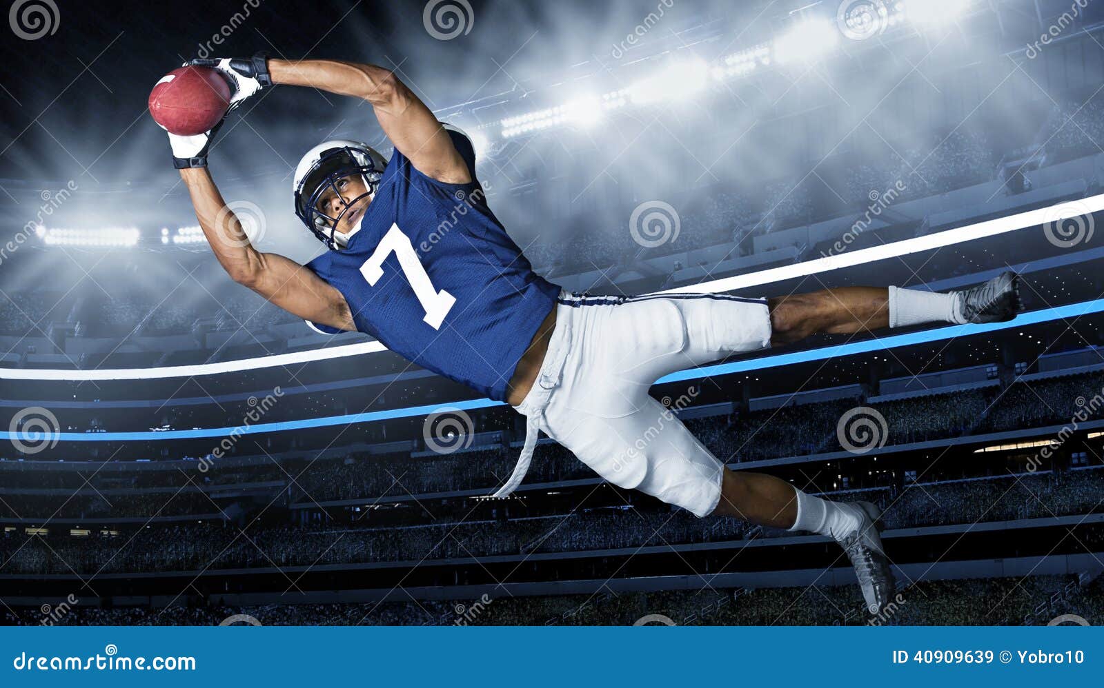 Football Player With Clipping Path Stock Photo - Download Image
