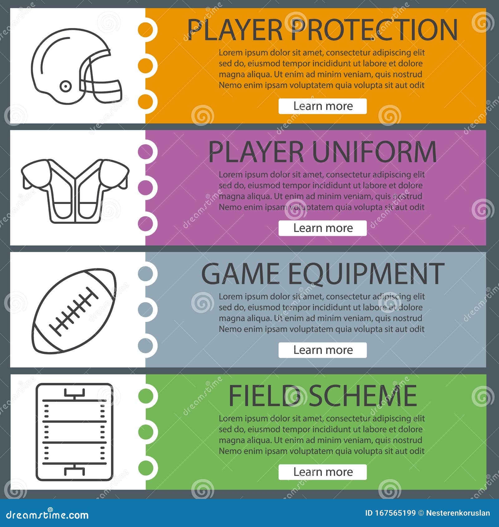 American Football Web Banner Templates Set Stock Vector Throughout Football Menu Templates