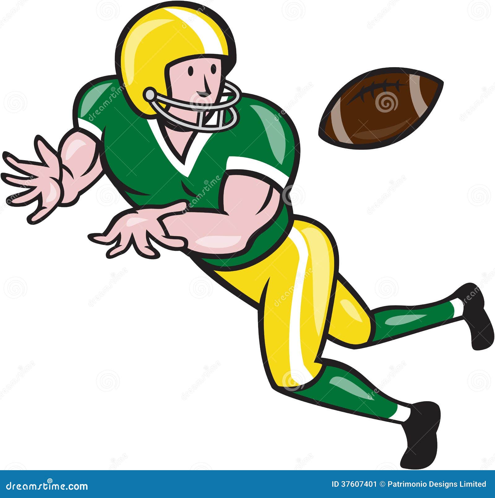 american football wide receiver catch ball cartoon