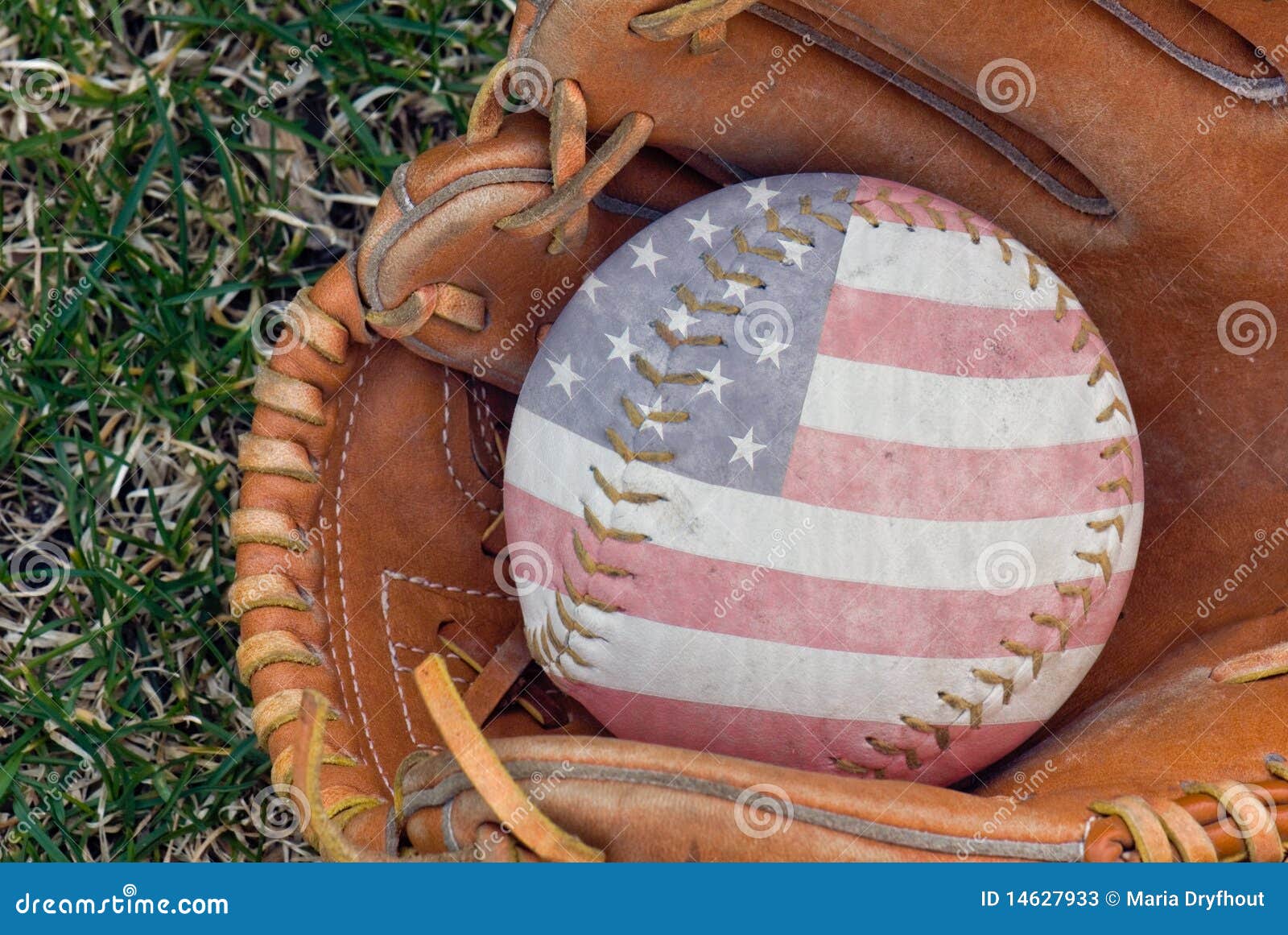 American Flag Design on Softball Stock Image Image of flag, leather