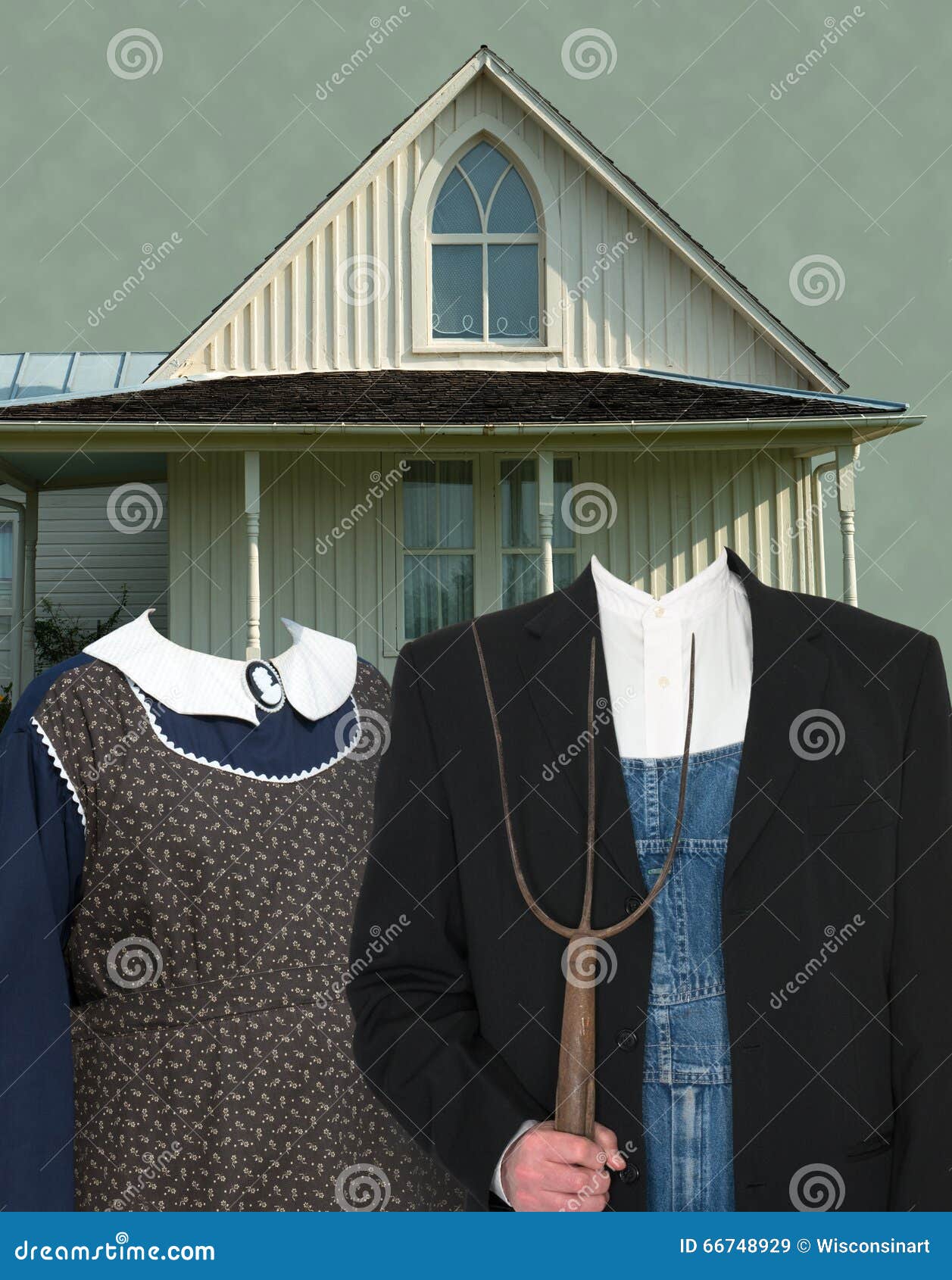 american gothic painting spoof template