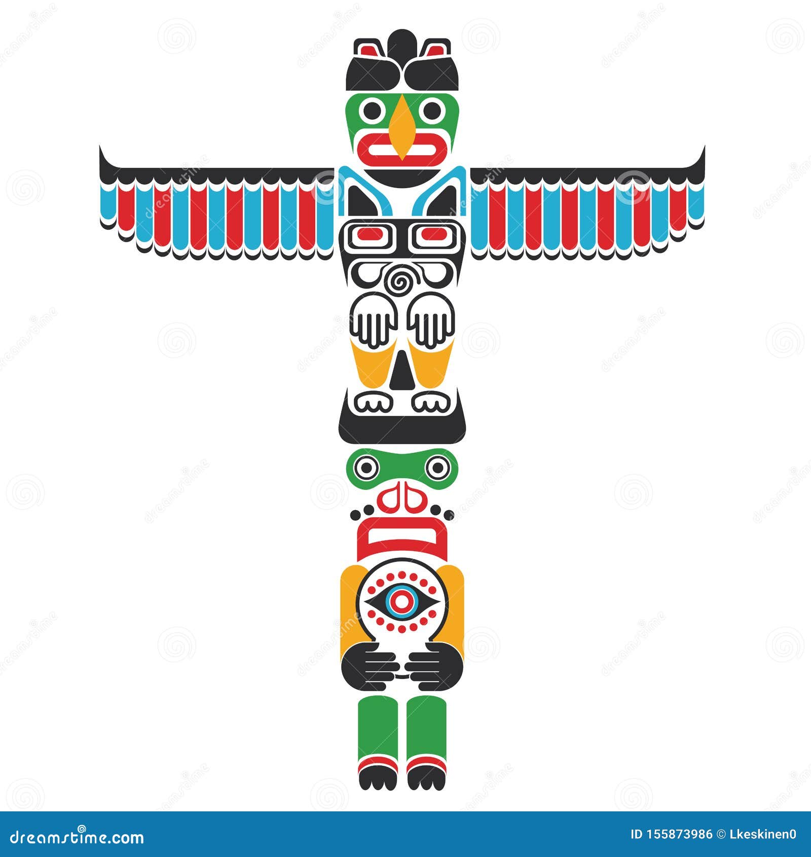 American Indian Totem Flat Color Illustration on White Stock Vector ...