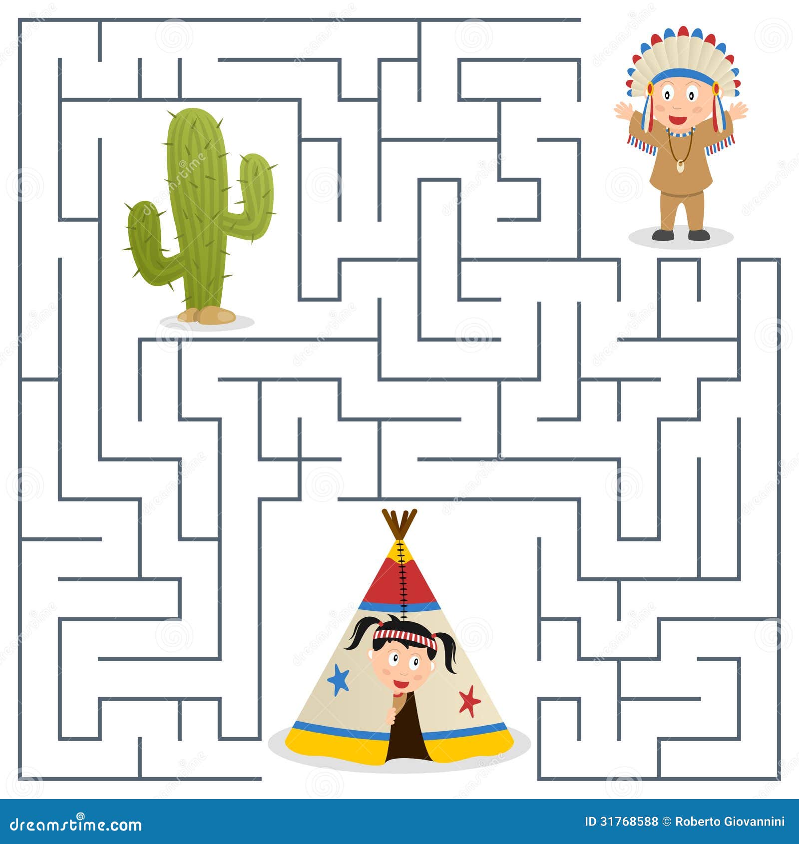 american indians maze for kids