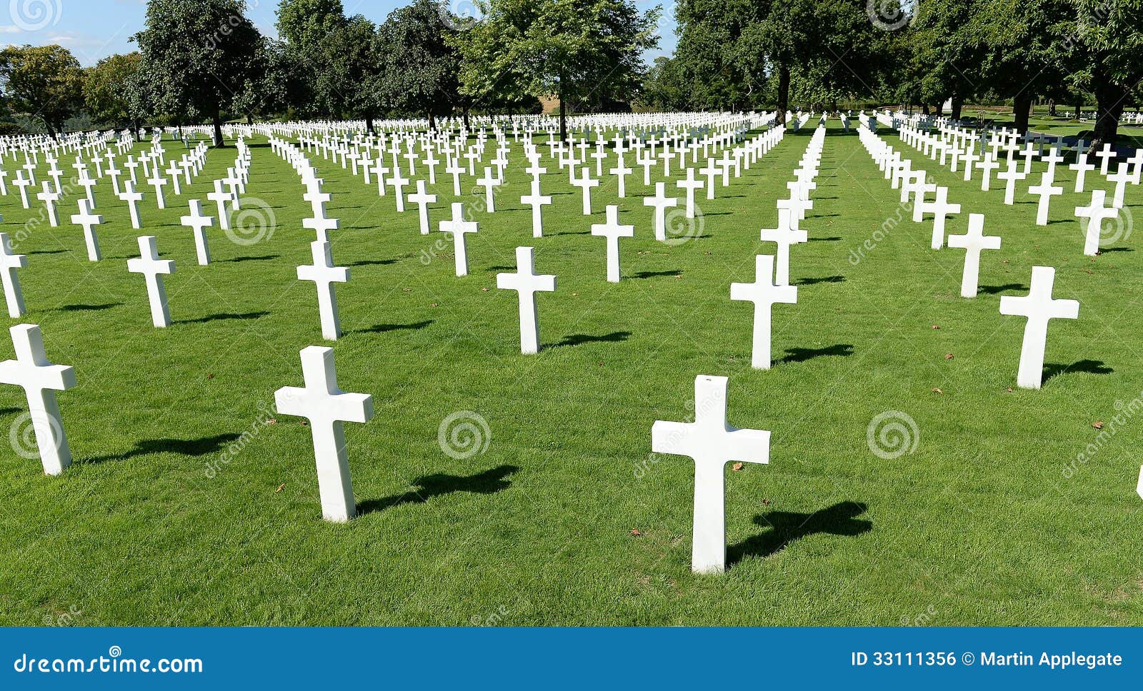 This image has an empty alt attribute; its file name is american-military-war-cemetery-rows-white-crosses-receding-distance-brittany-france-33111356.jpg