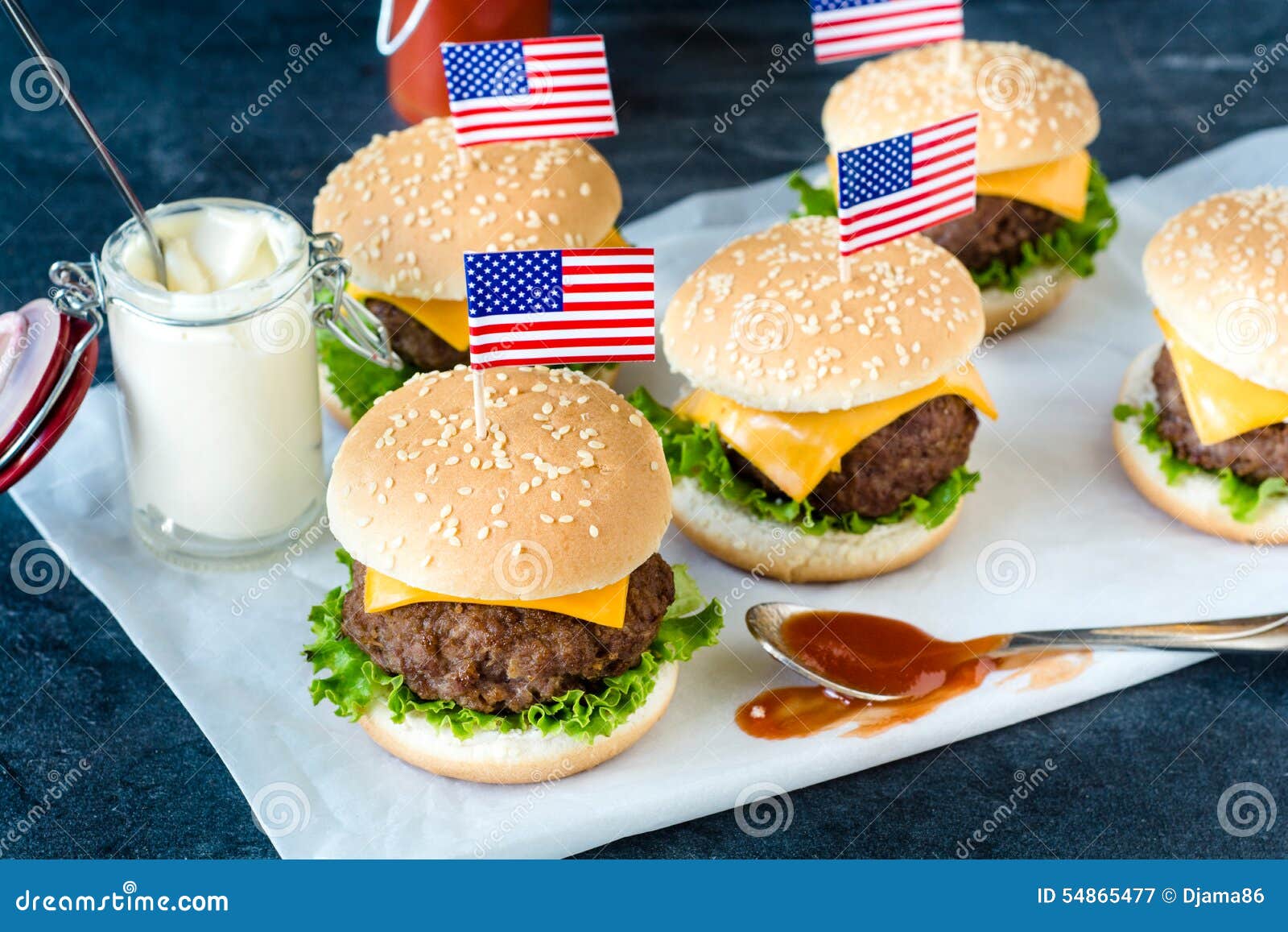American mini burgers stock image. Image of american 54865477