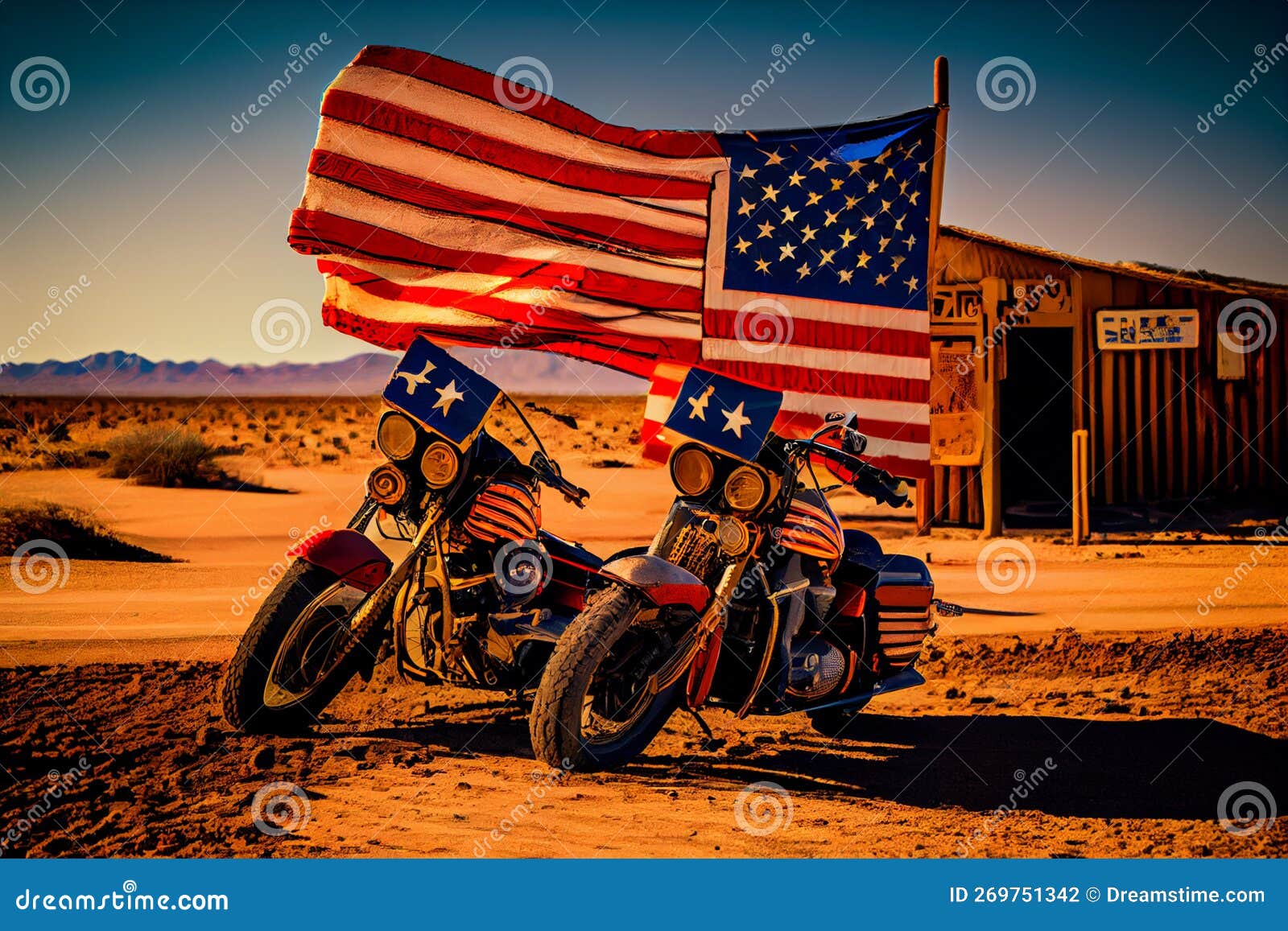 American Motorcycles on the Road Stock Illustration Illustration of