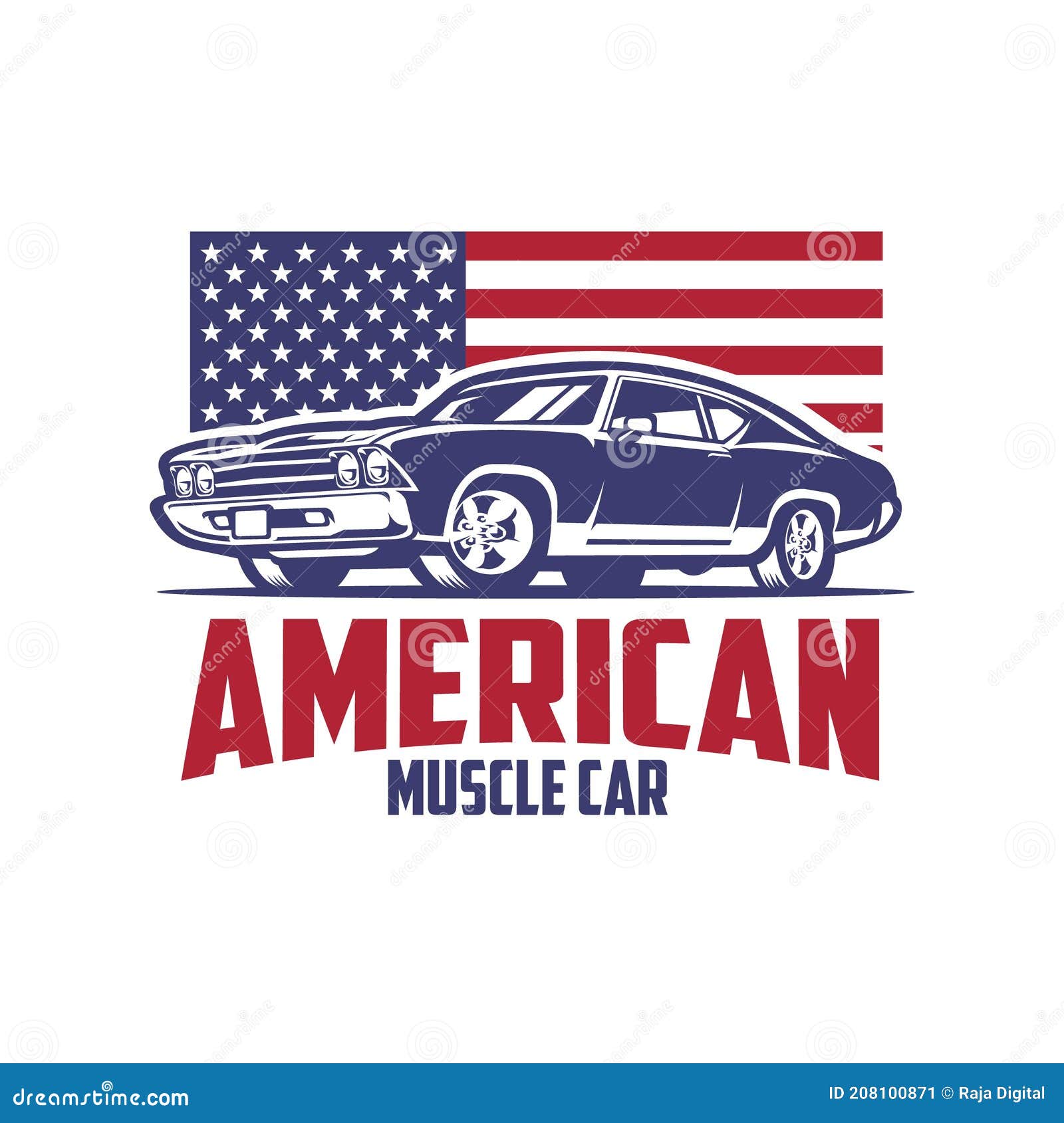 American Muscle Car Illustration Vector Logo Template Set Stock Vector ...