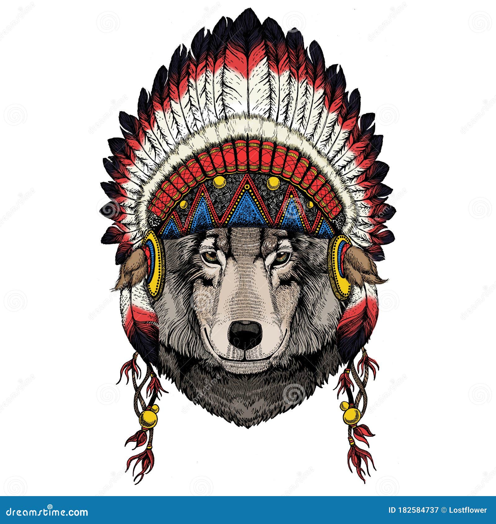 traditional native american art wolf