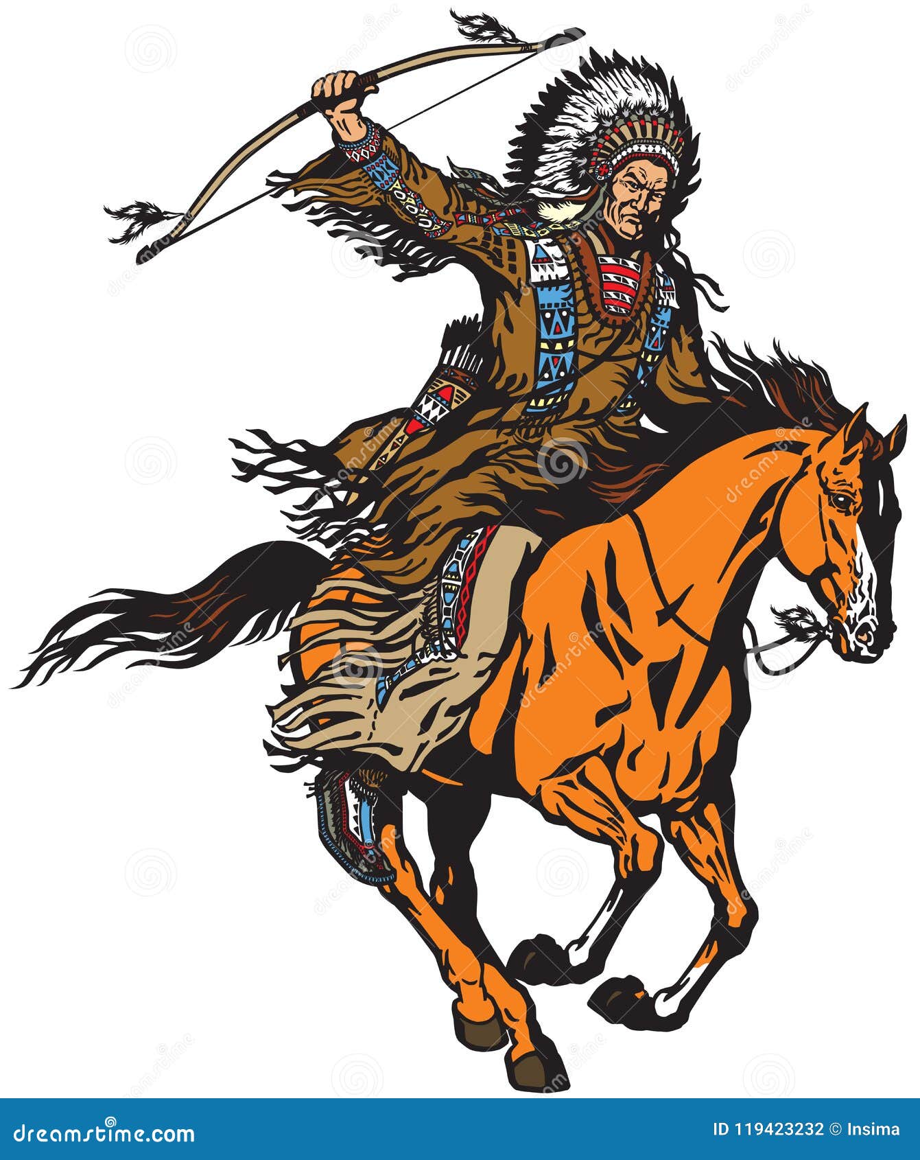 native indian chief riding a pony horse