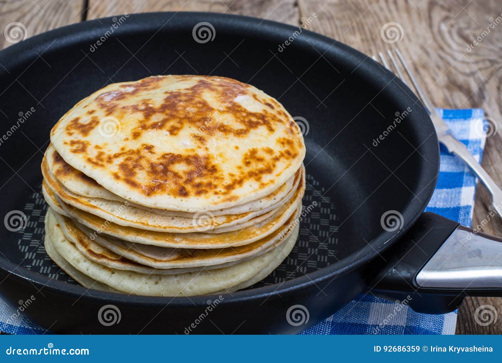 American Pancakes in Frying Pan Stock Image Image of fried, pancakes