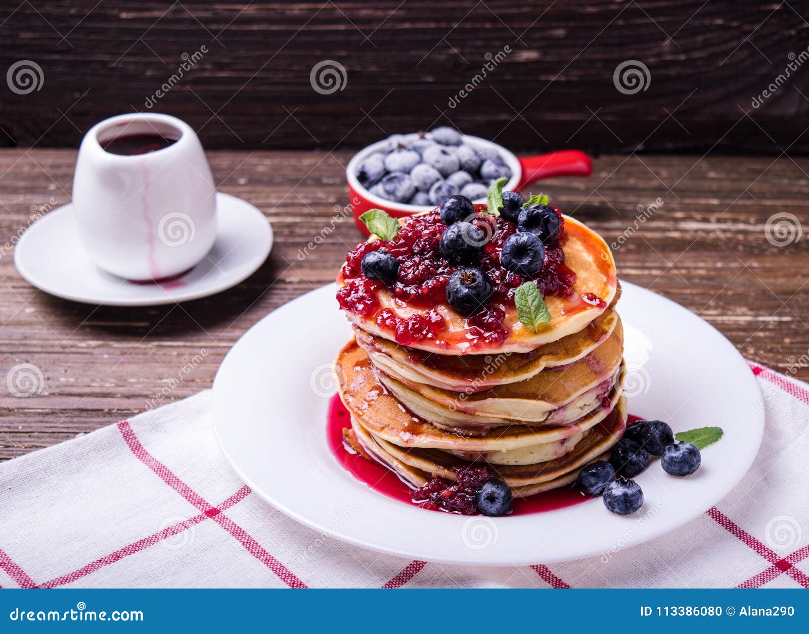 American Pancakes with Jam and Blueberries Stock Photo Image of fresh