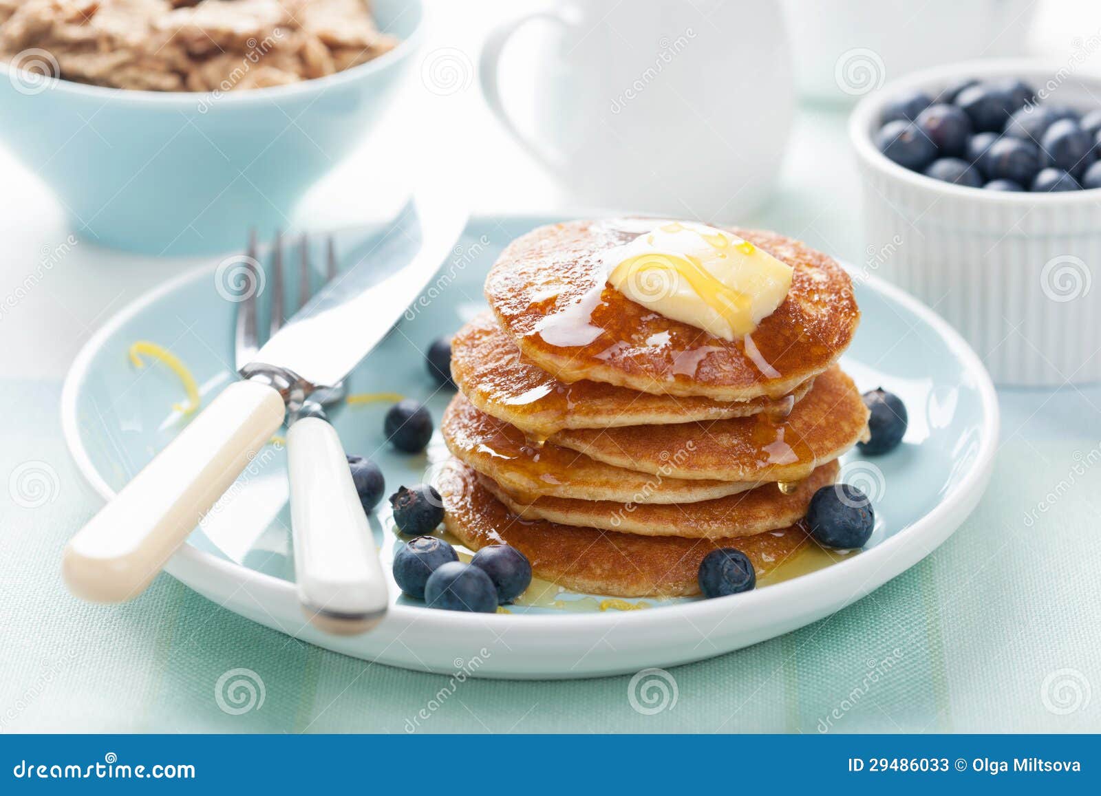 American Pancakes with Syrup and Blueberry Stock Image Image of sweet