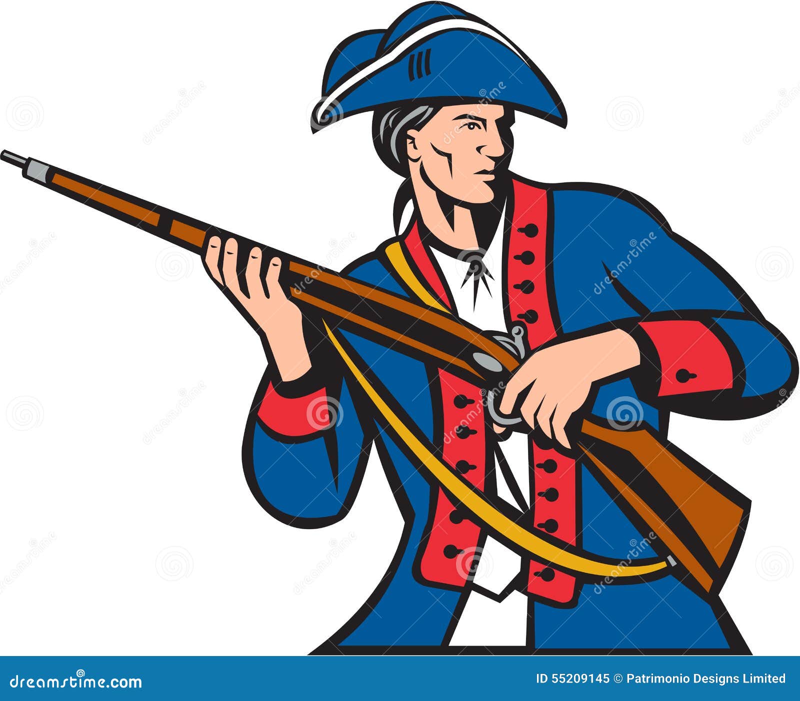 american patriot militia musket retro