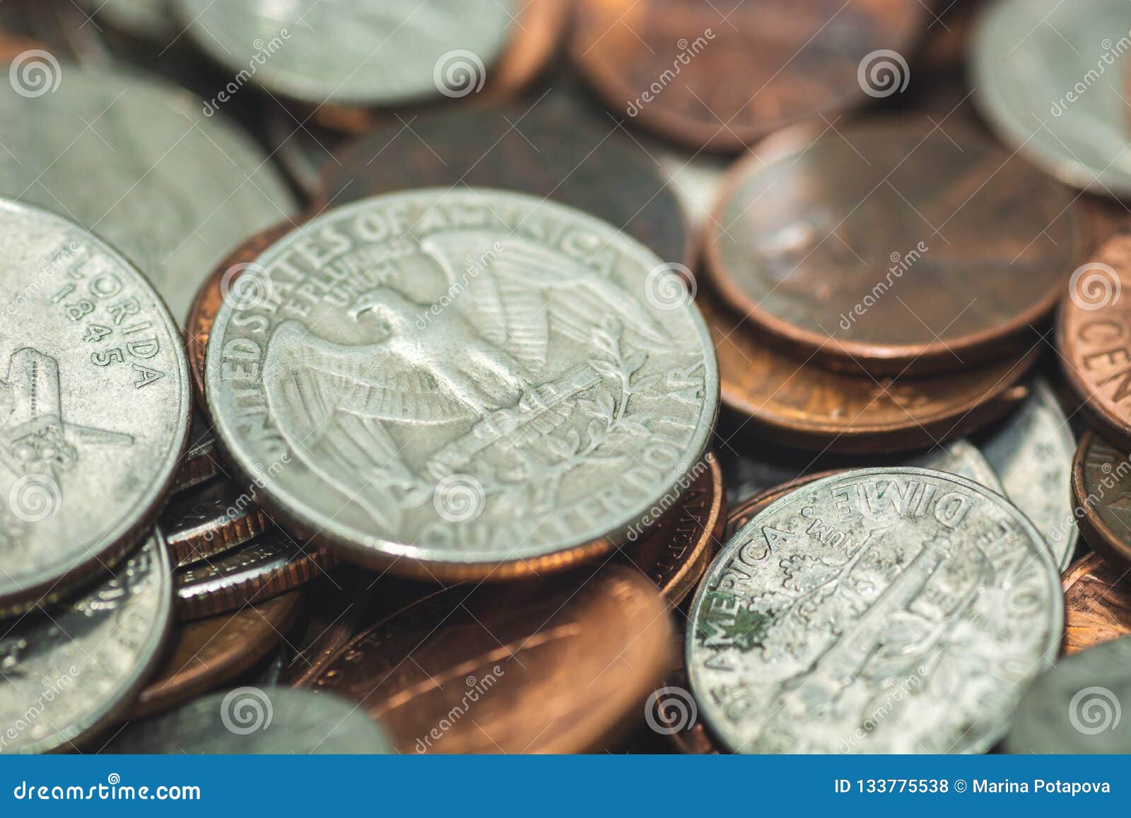 American Penny Money Background Stock Photo Image Of Currency Golden 133775538