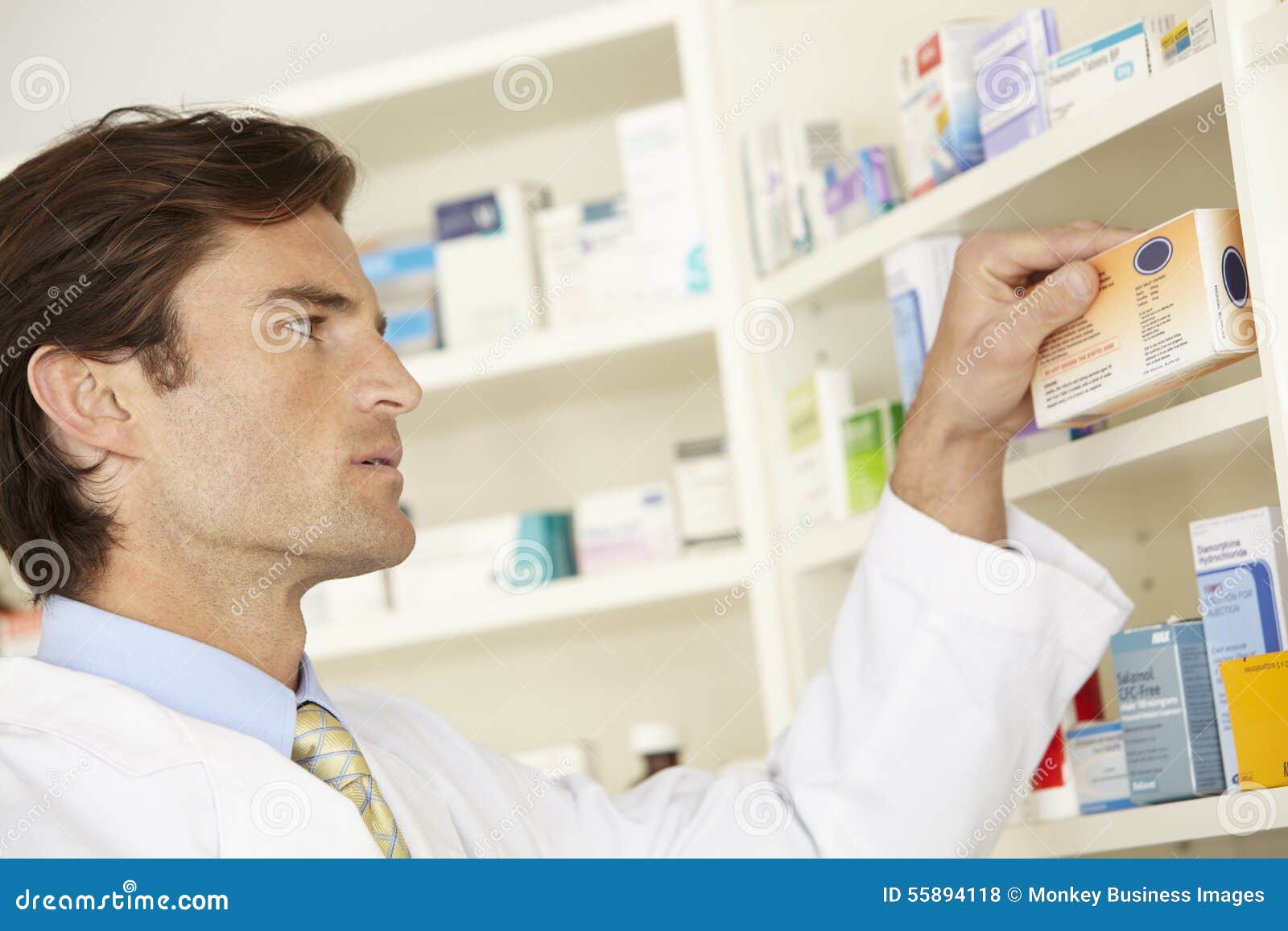 American Pharmacist Working in Pharmacy Stock Photo Image of hospital