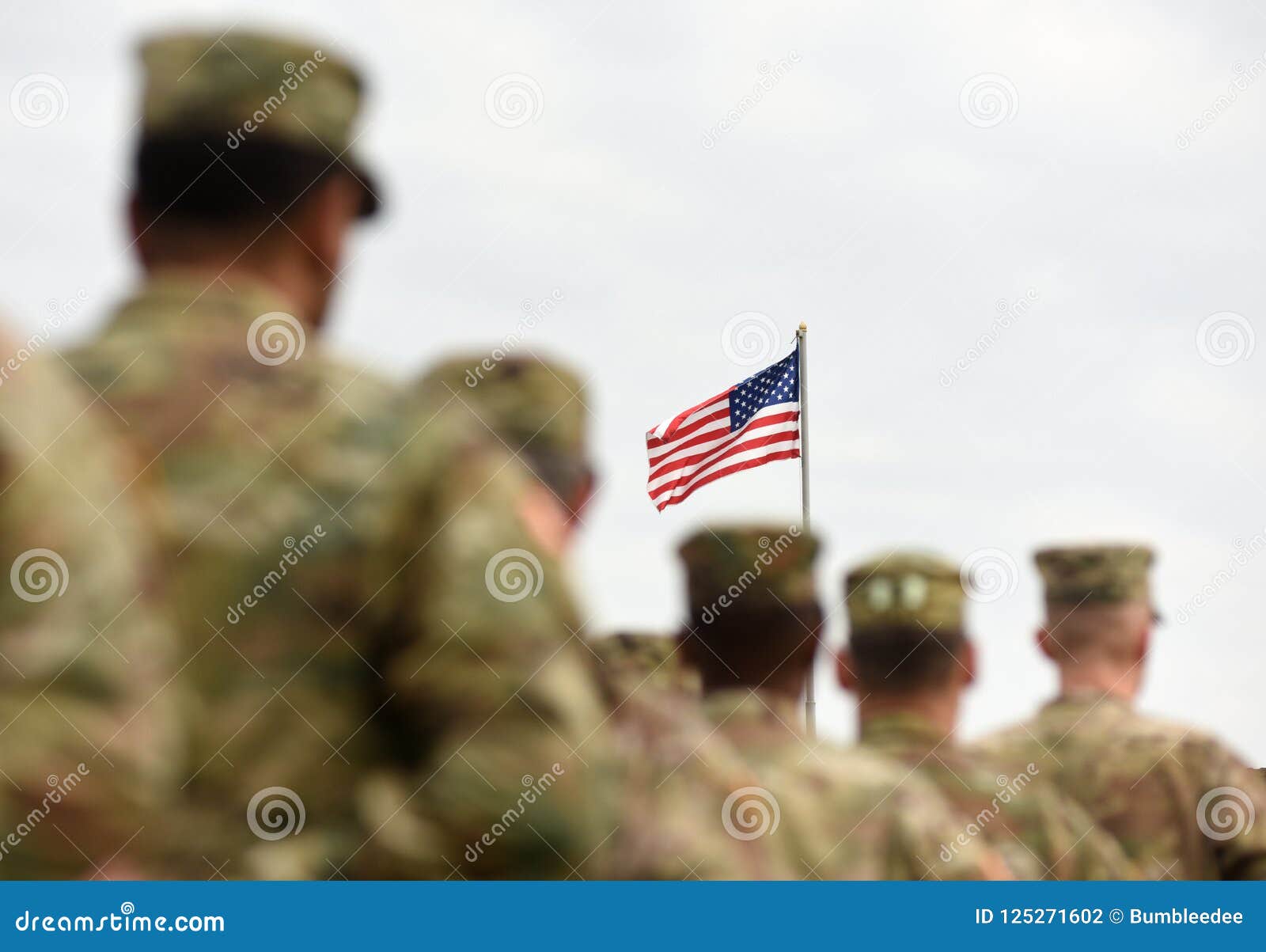 american soldiers and us flag. us troops