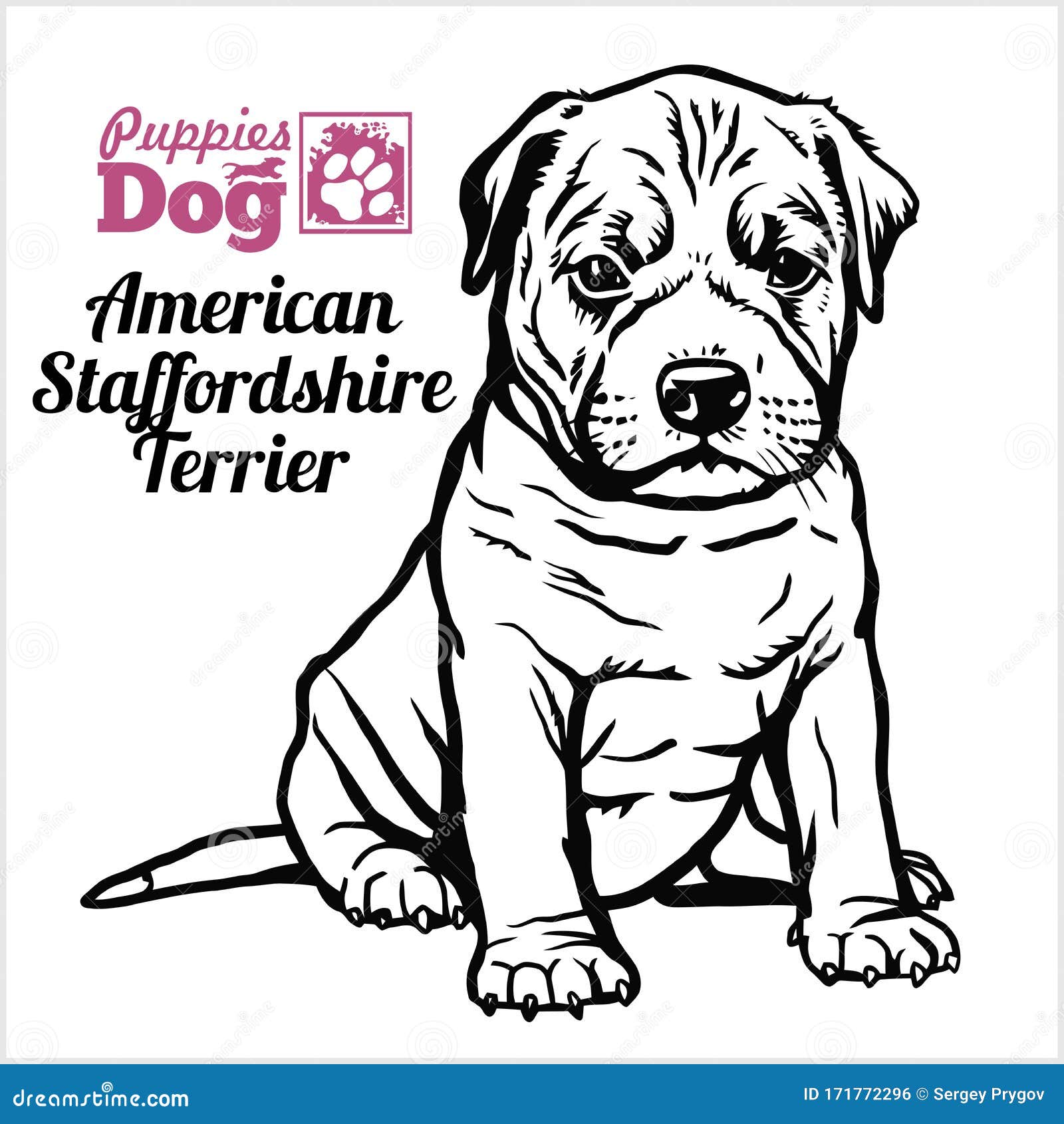 Download Vector Sketch Dog American Staffordshire Terrier Breed ...
