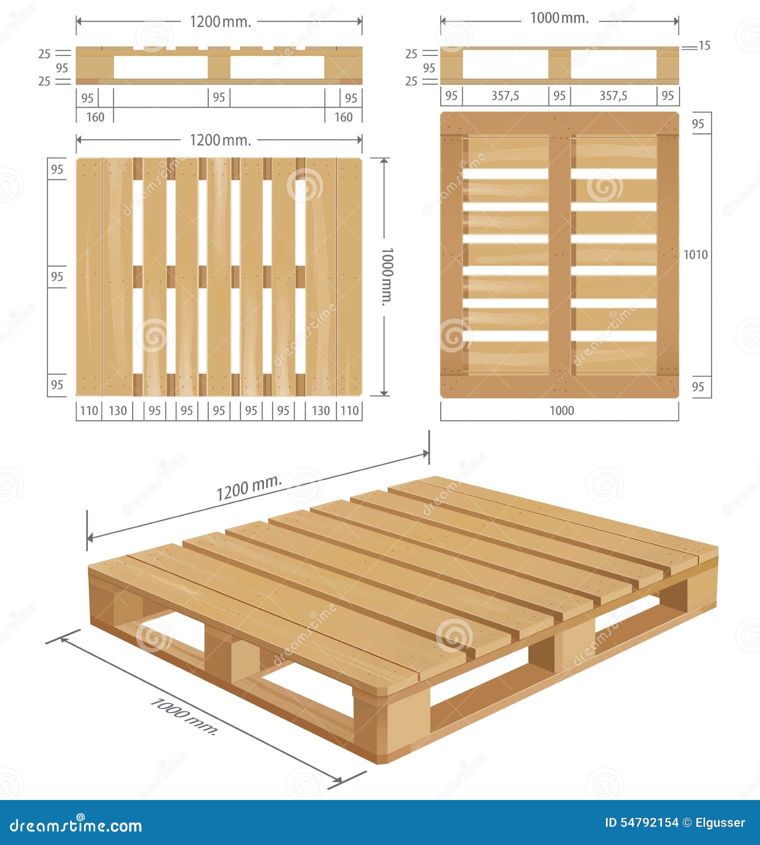 American Standard Pallet Views Stock Vector Illustration of shape, shopping: 54792154