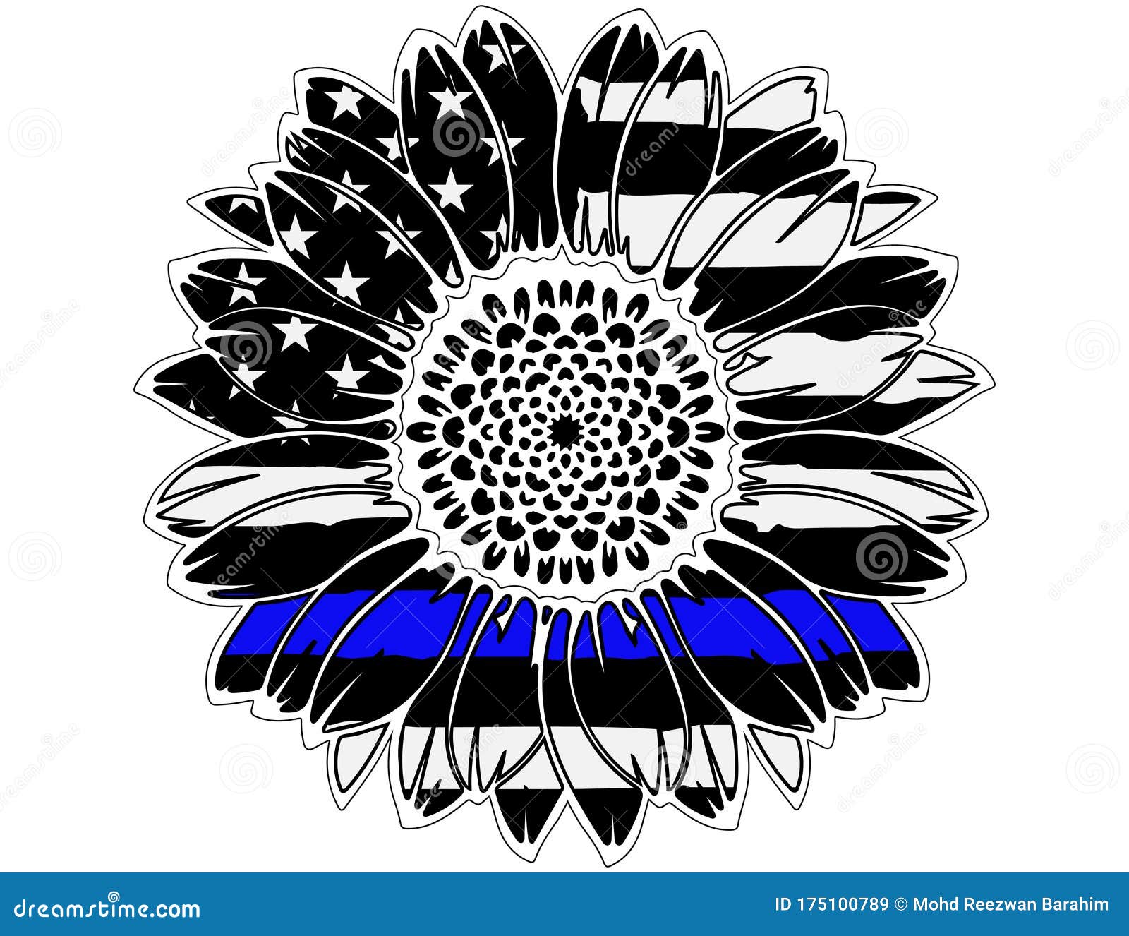 Download American Sunflower For Thin Blue Line Stock Illustration ...