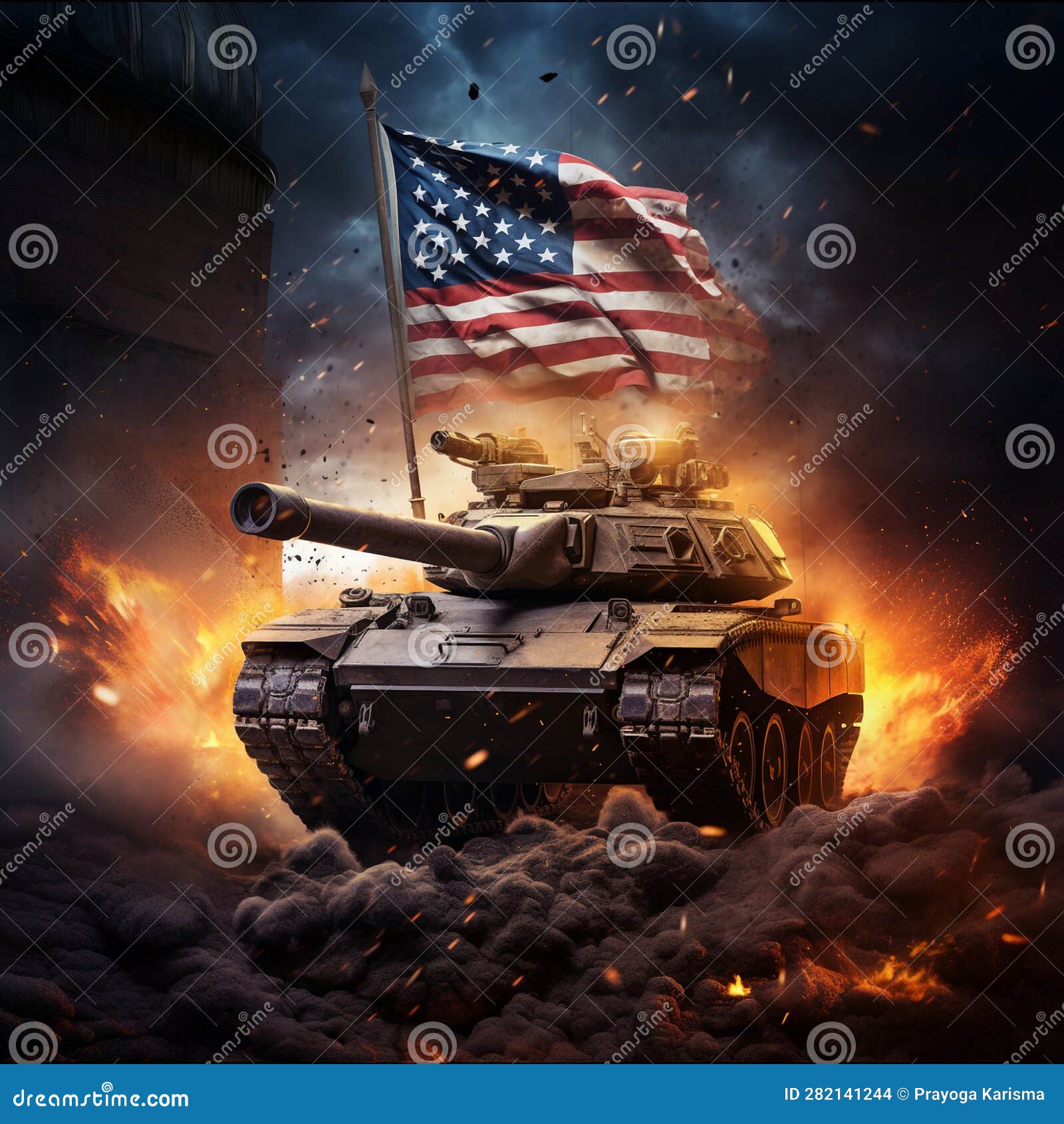 American tank with the flag as background during independence day,  generated by artificial intelligence 26227269 Stock Photo at Vecteezy