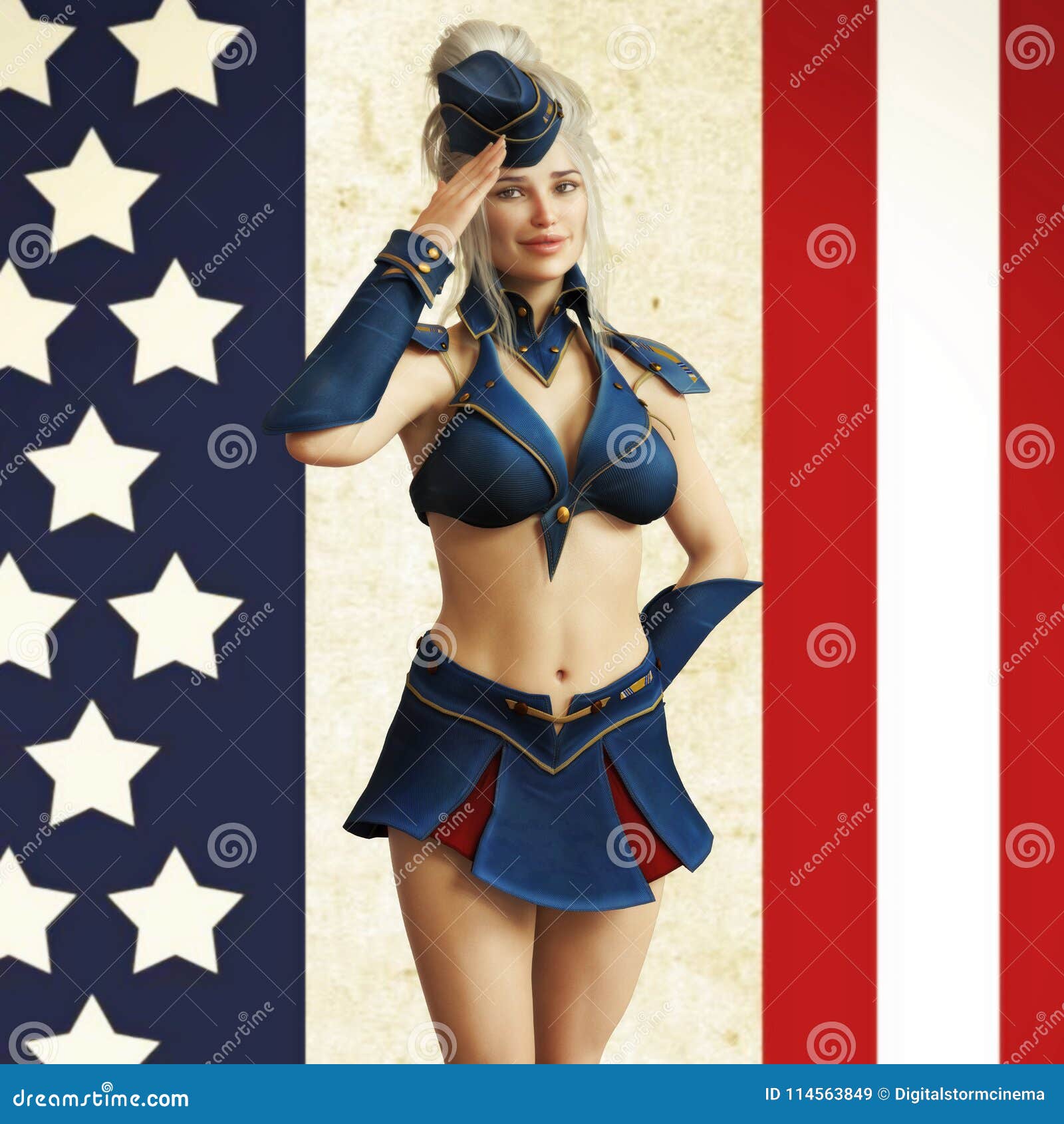 American Themed Vintage Pin Up Girl. Stock Illustration - Illustration of  caucasian, beauty: 114563849