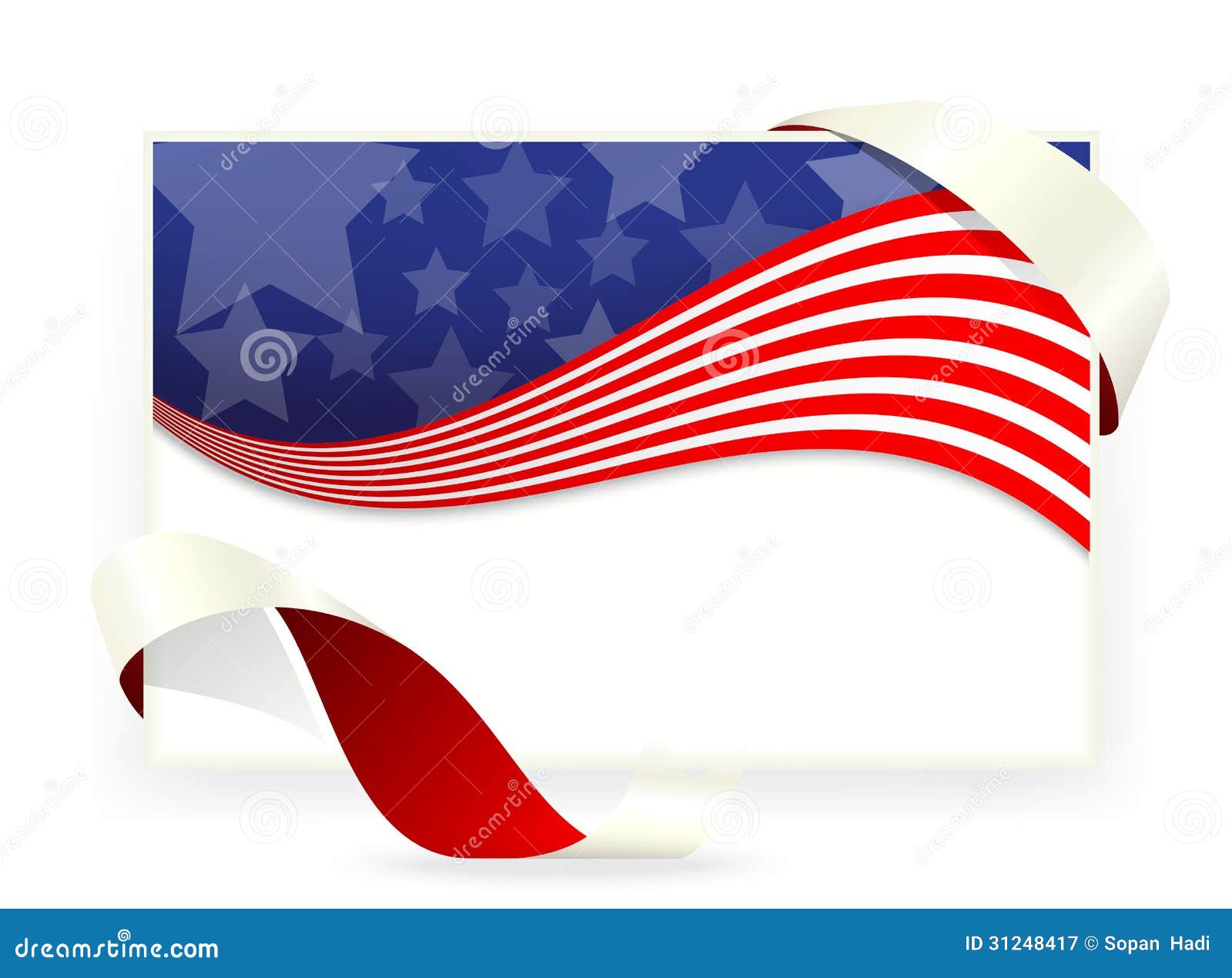 Amerikanische Sternflagge Visitenkarten Mit Band Vektor Abbildung Illustration Von Sternflagge Visitenkarten