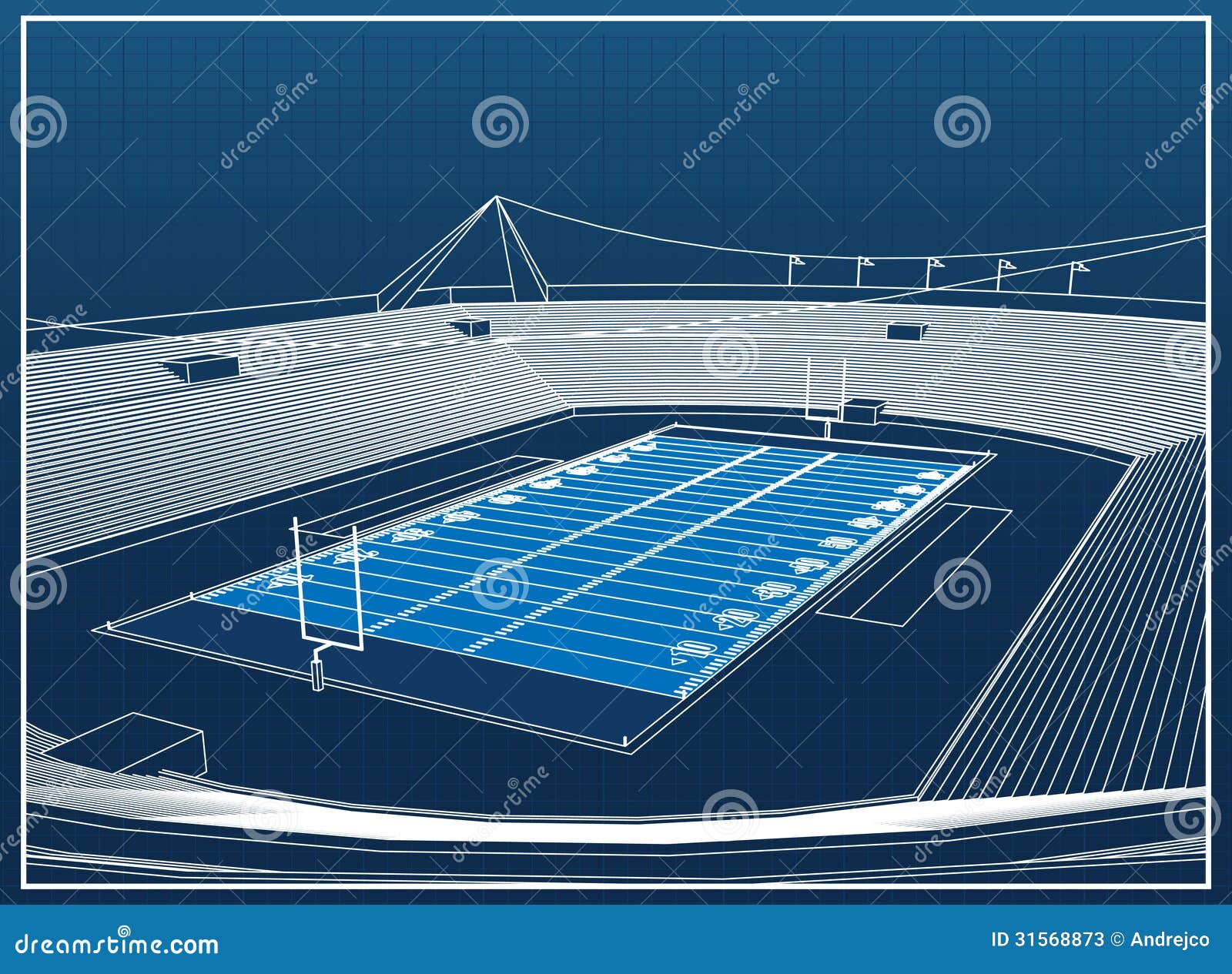 Amerikanischer Fußball-Stadion Vektor Abbildung - Illustration von
