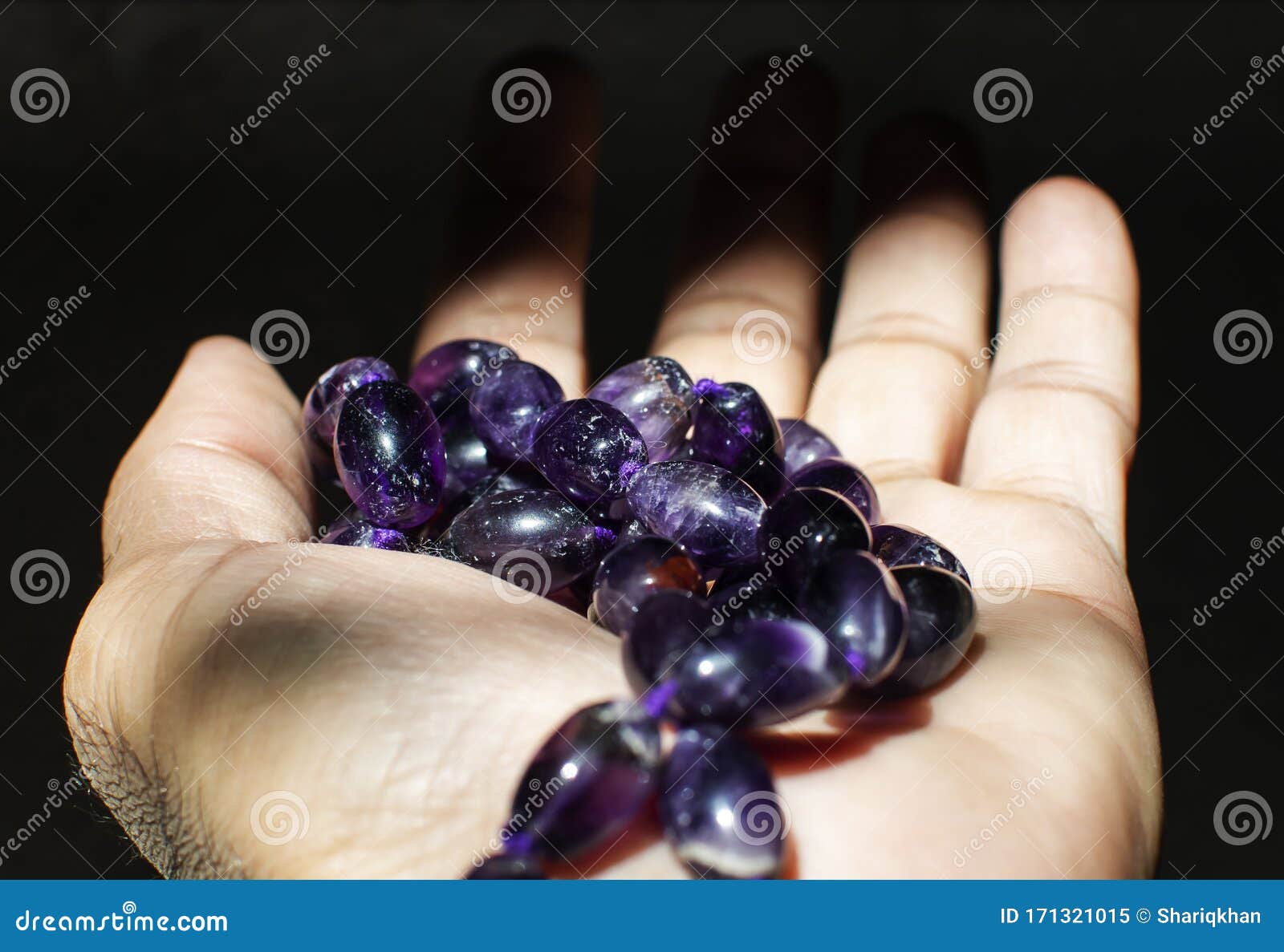 Amethyst Beads Prayer Beads in the Hand Stock Image Image of violet
