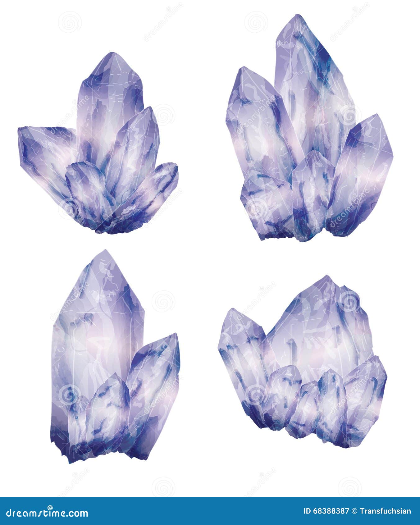 Amethyst Crystal Clusters stock vector. Illustration of mineral 68388387