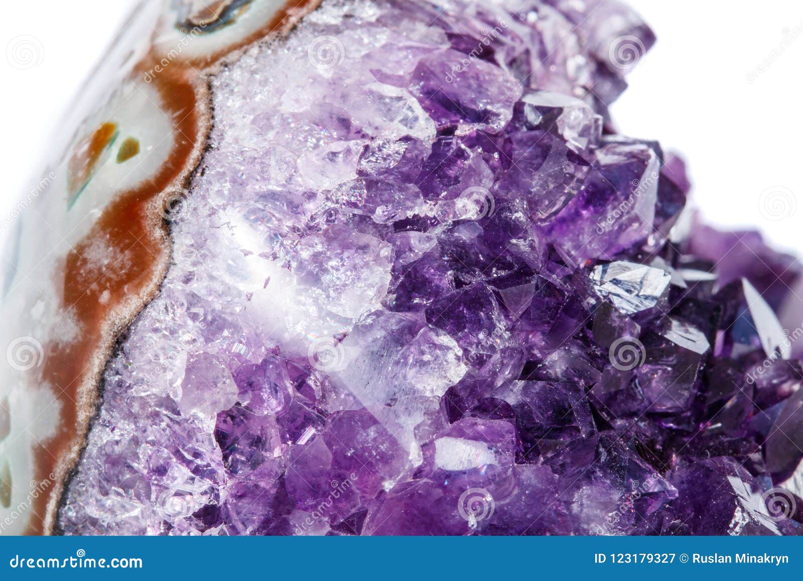 Amethyst Crystal Druse Macro Mineral on White Background Stock Image ...