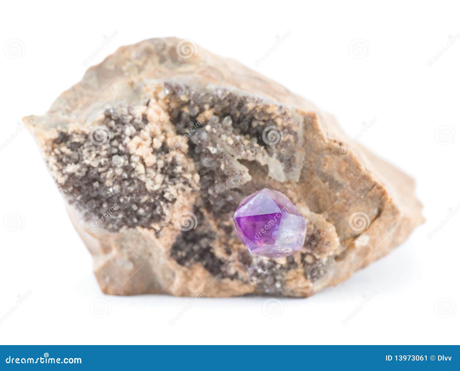 Amethyst crystal on a rock stock image. Image of quartz 13973061