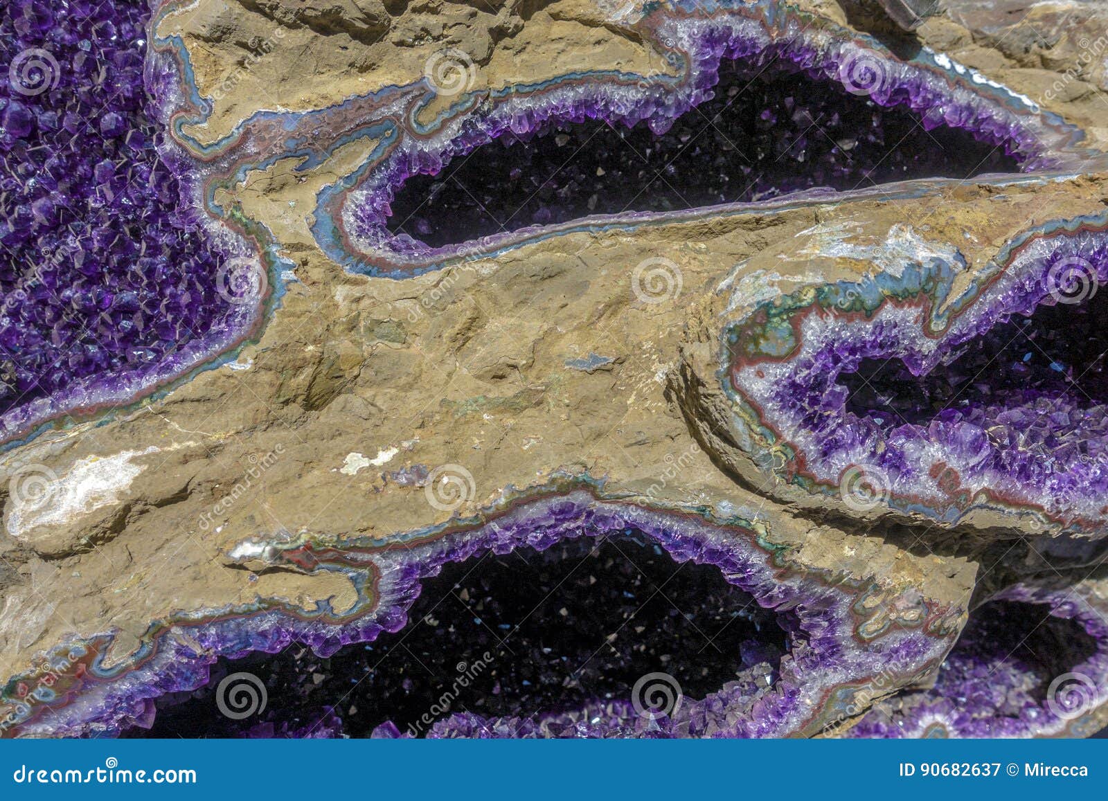 Amethyst Crystals in Geode Crystals. Stock Image - Image of geodes, 90682637