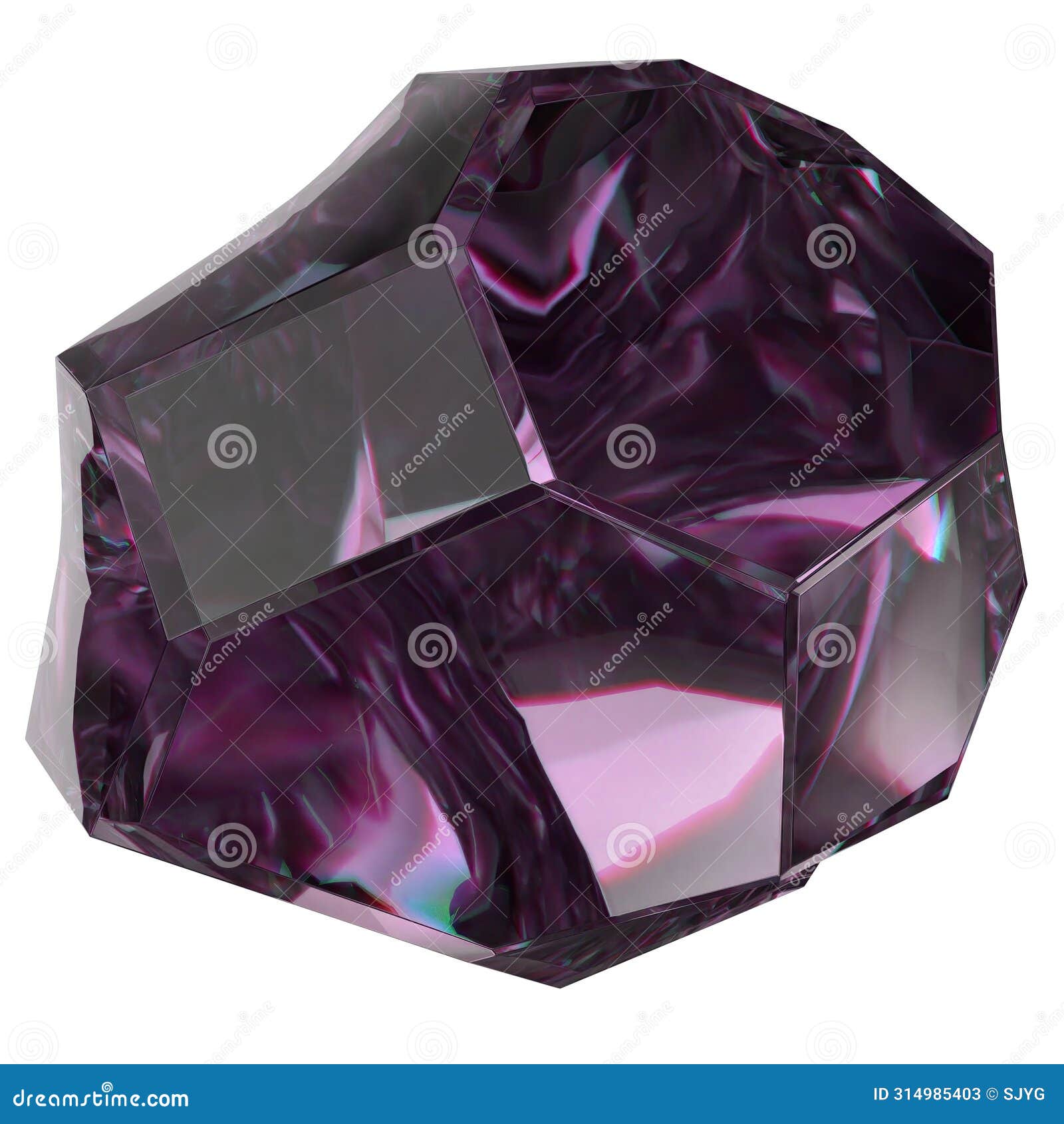 amethyst ore-like power stone transparent lush  elegant modern 3d rendering abstract background