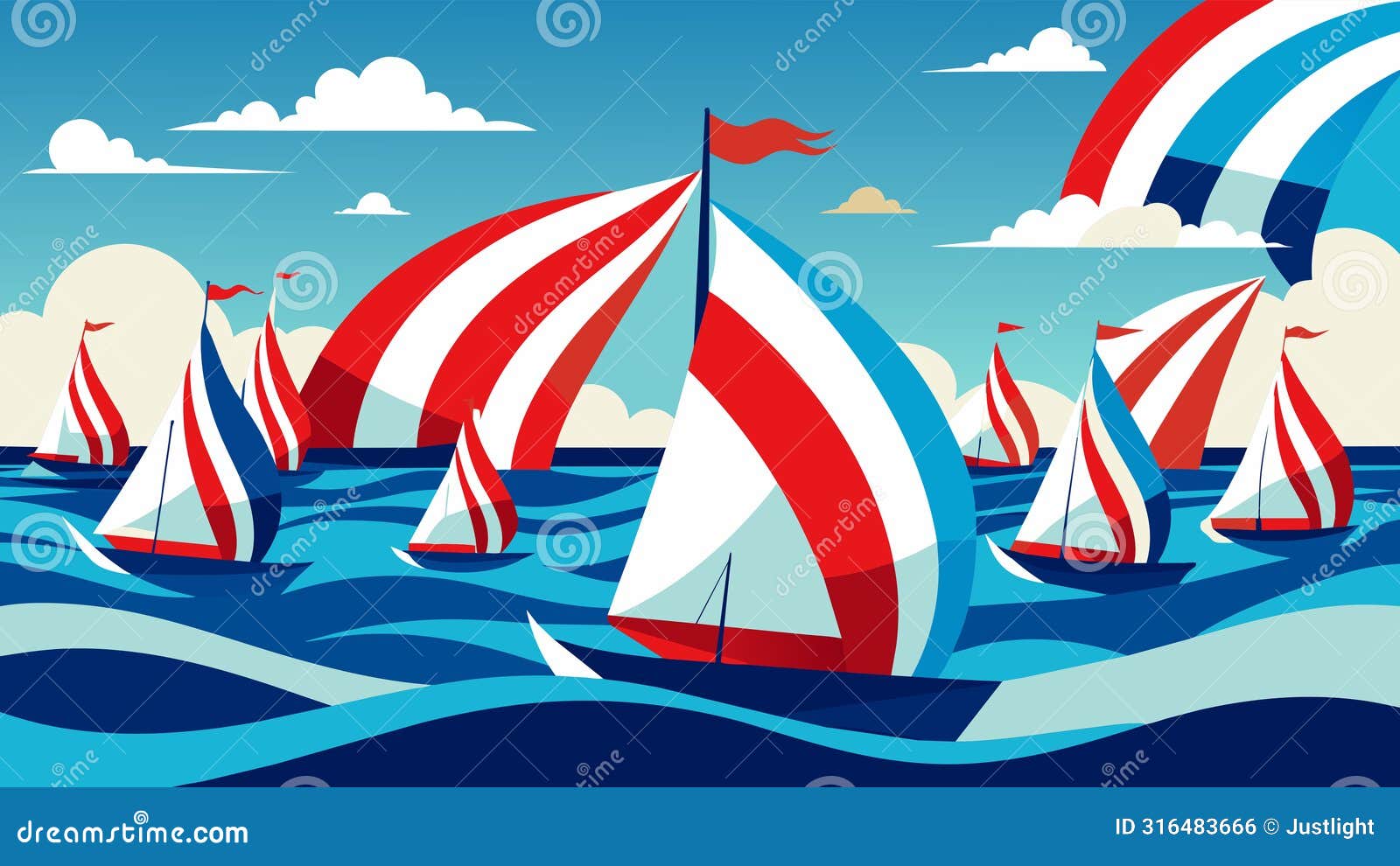 amidst the sparkling waves a regatta of sailboats decked out in red white and blue glide by showcasing the pride we have