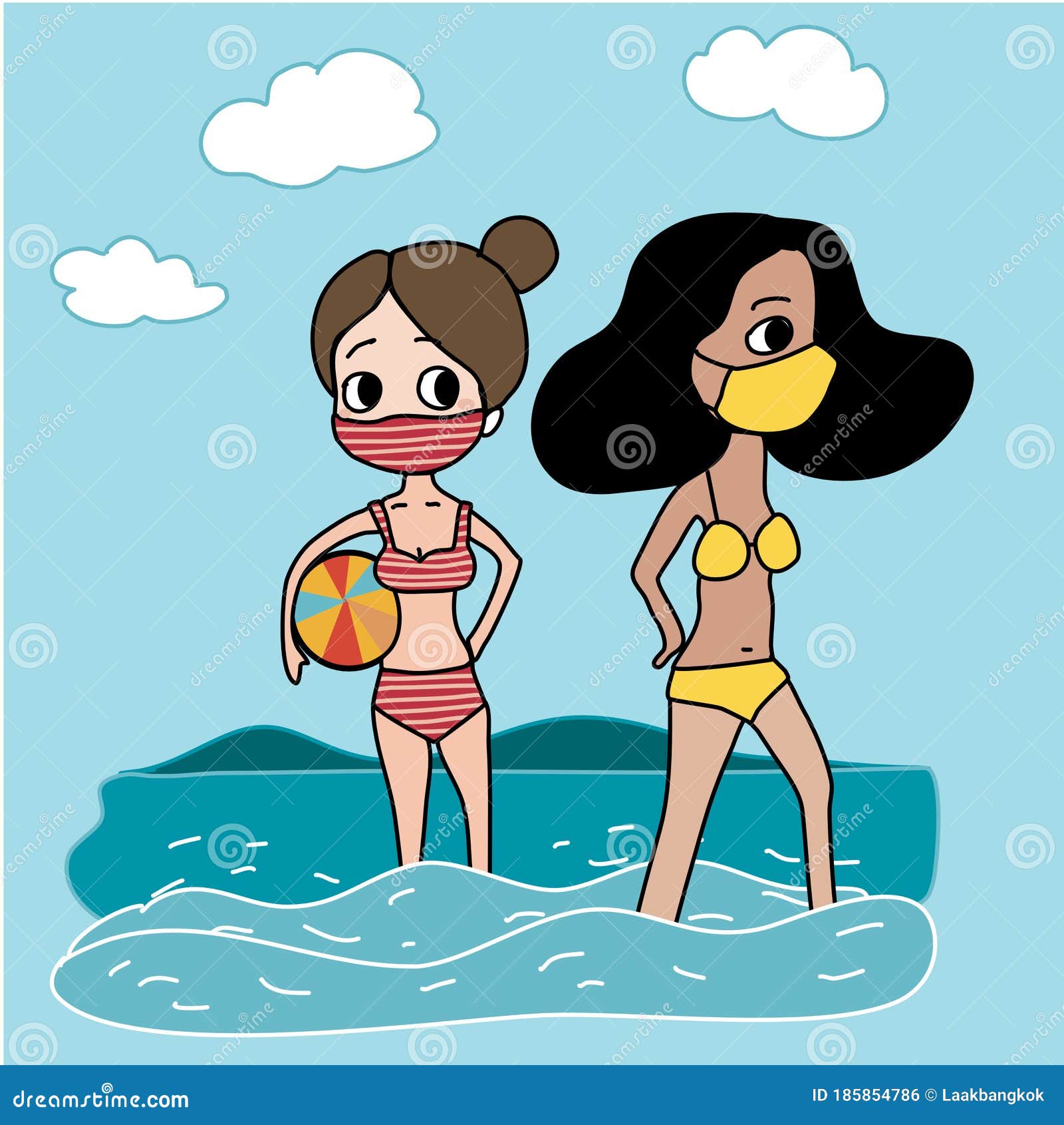 images Chicas En La Playa Dibujo dreamstime