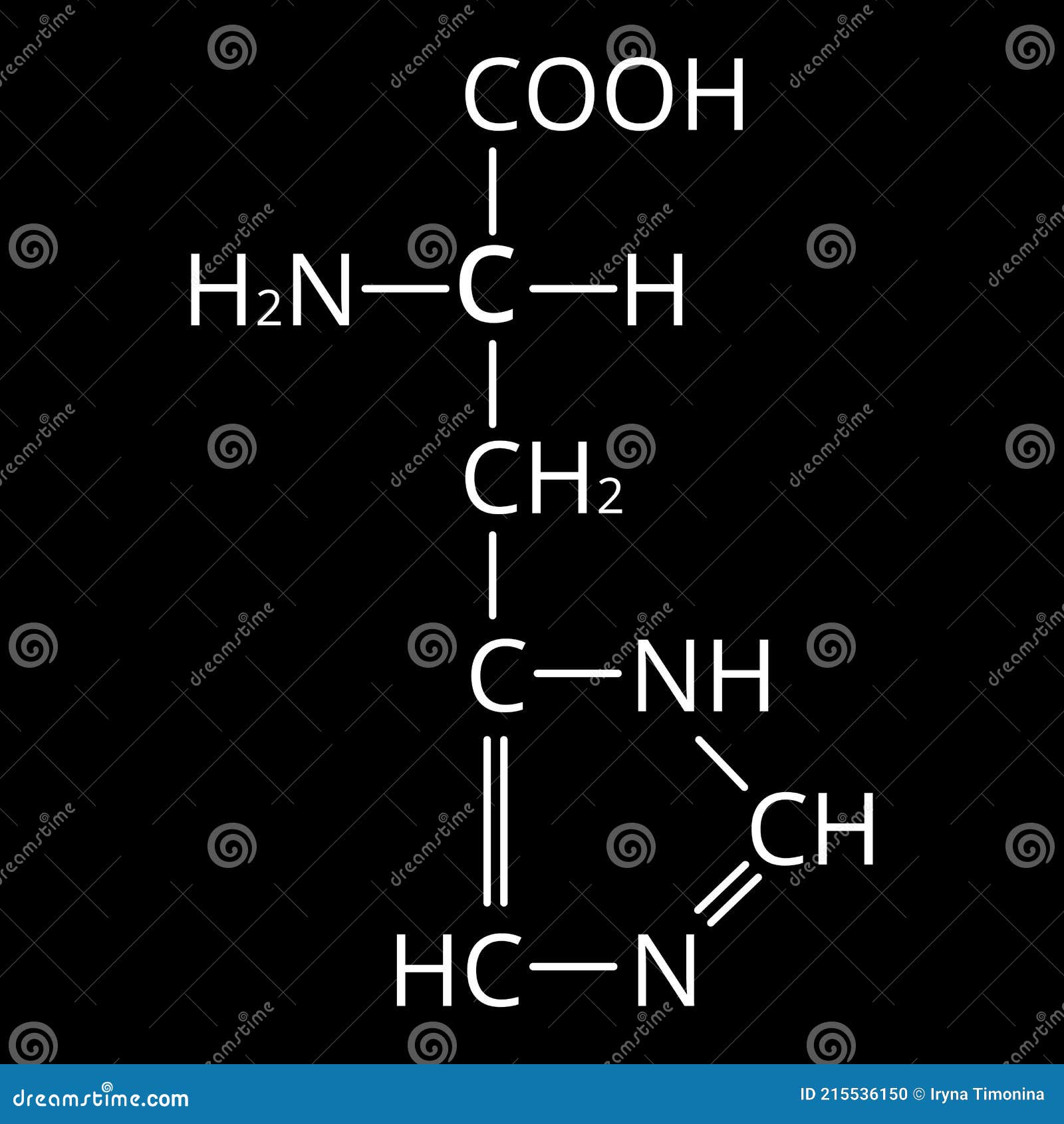 Amino Acid Histidine. Chemical Molecular Formula Histidine Amino Acid
