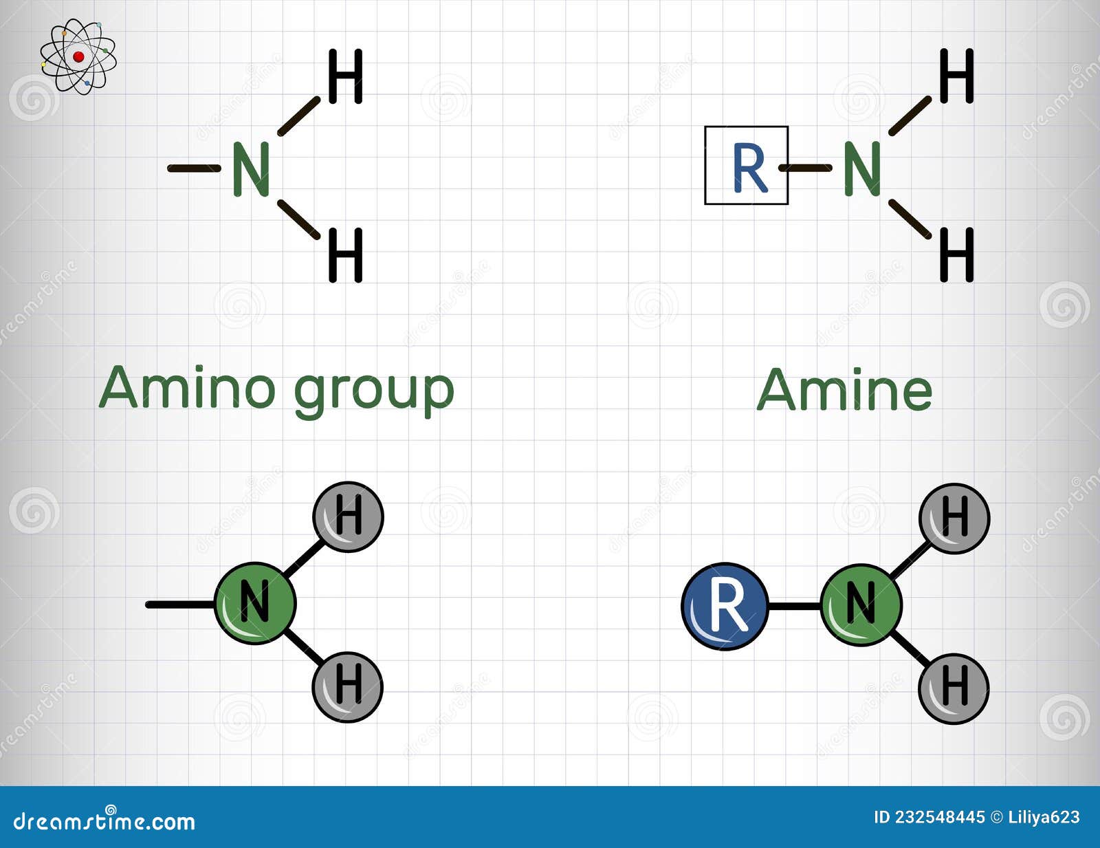 Amino Group (primary, NH2) and Amine Compound. it is Functional Group Comprised of Nitrogen