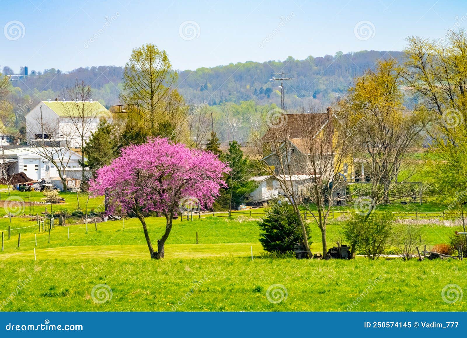 Amish Country, Farm, Home and Barn on Field Agriculture in Lancaster ...